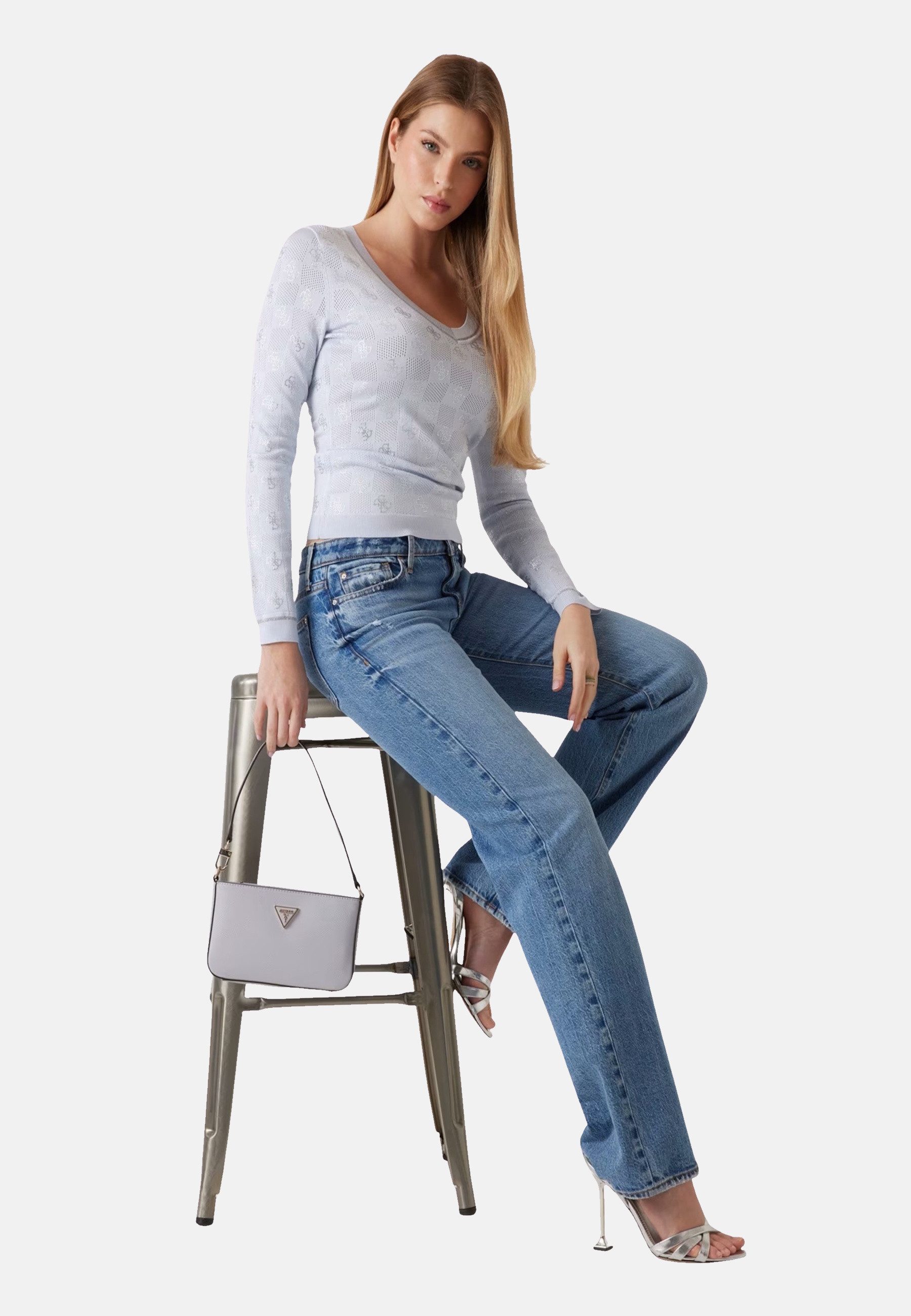 Guess Strickpullover Pullover ROSIE Strickpullover V- Neck (1-tlg)