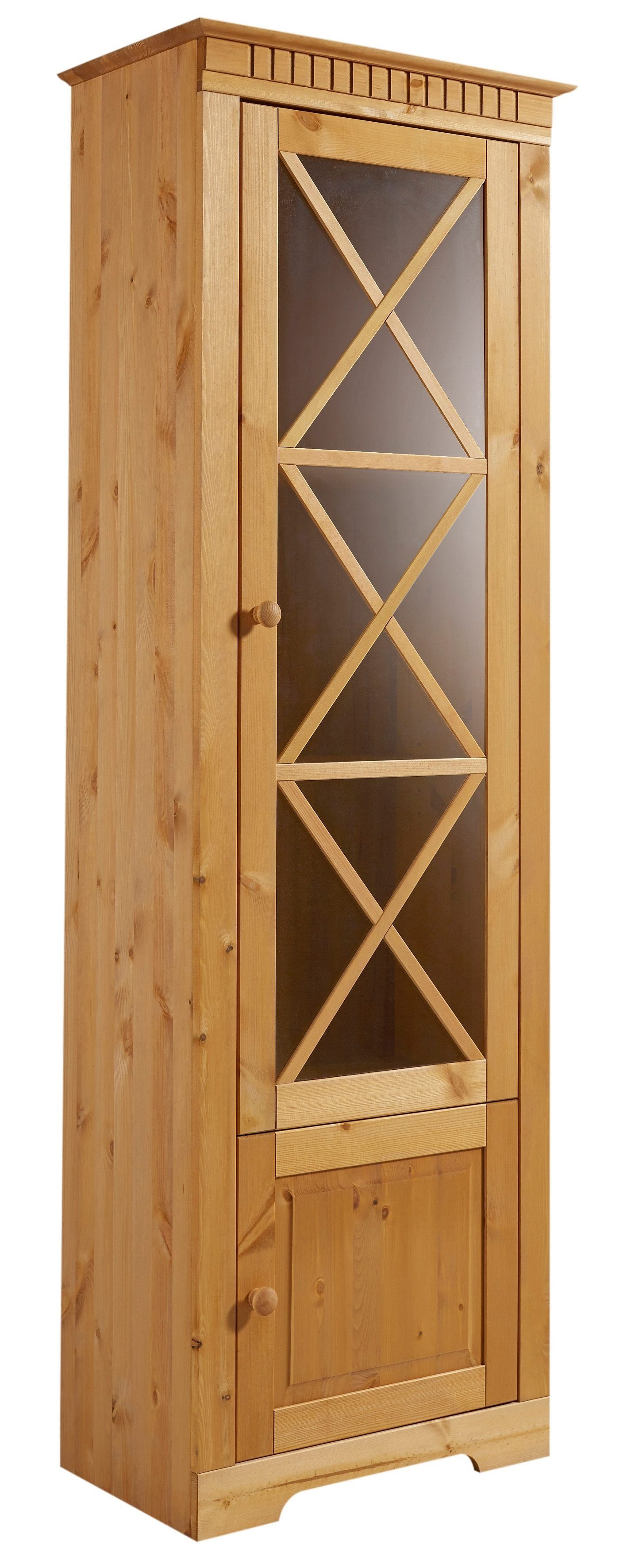 OTTO home Vitrine Lisa aus schönem massivem Kiefernholz, mit einer schönen Glastürfront