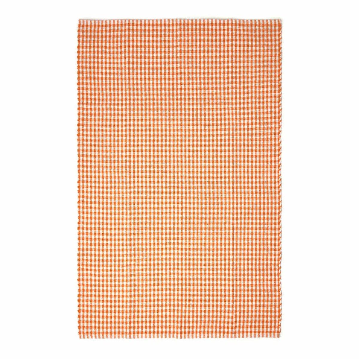 Homescapes Teppich Webteppich orange-weiß kariert – Baumwollteppich Vichy-Karo, 60x90 cm, Höhe: 20 mm