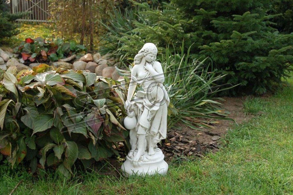 JVmoebel Skulptur Gartenfigur "Frau Fontaine" Teichfigur Menschen Steinguss Gartendeko