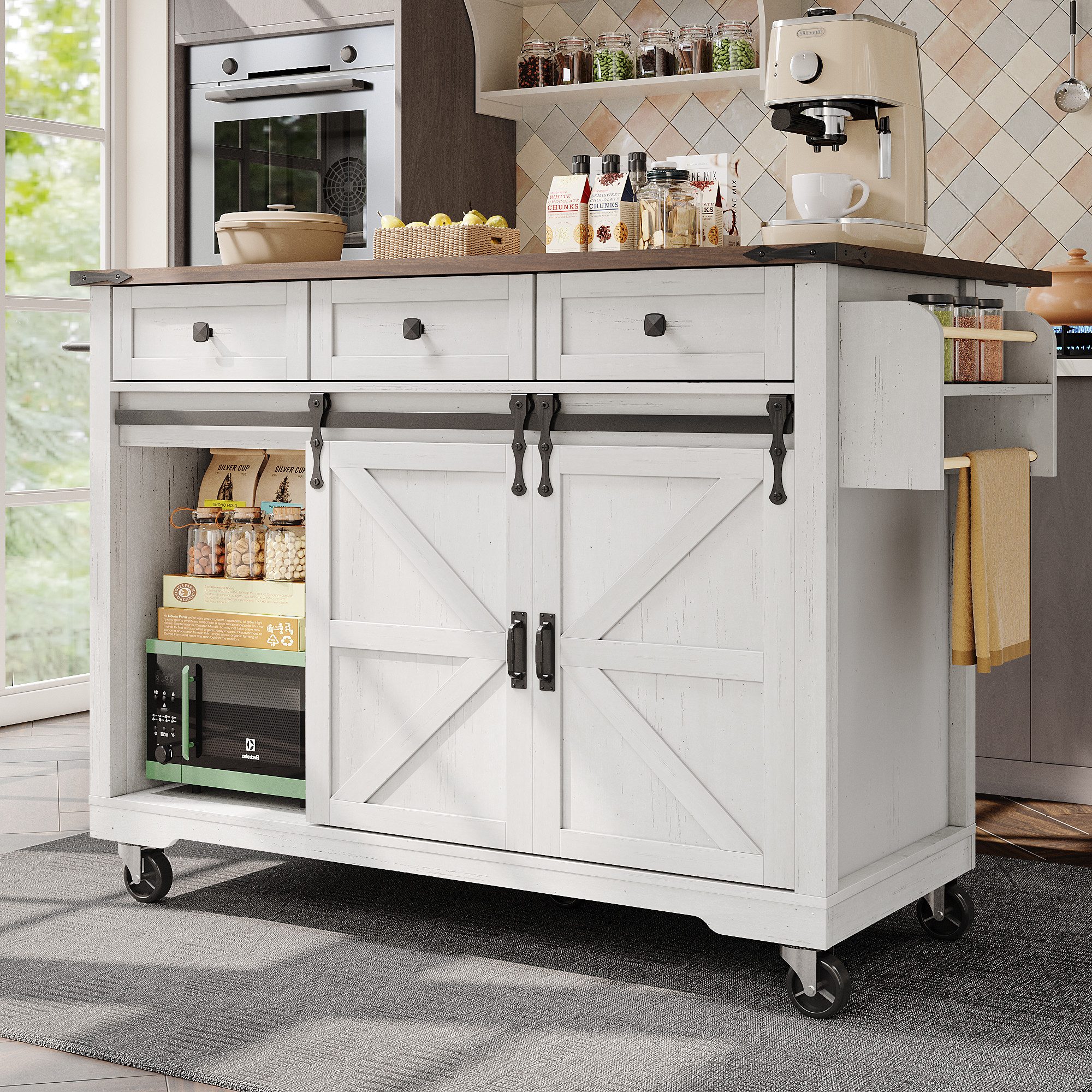 MODFU Küchenwagen mit Arbeitsplatte, (Kücheninsel, Küchen-Esswagen, günstig online kaufen