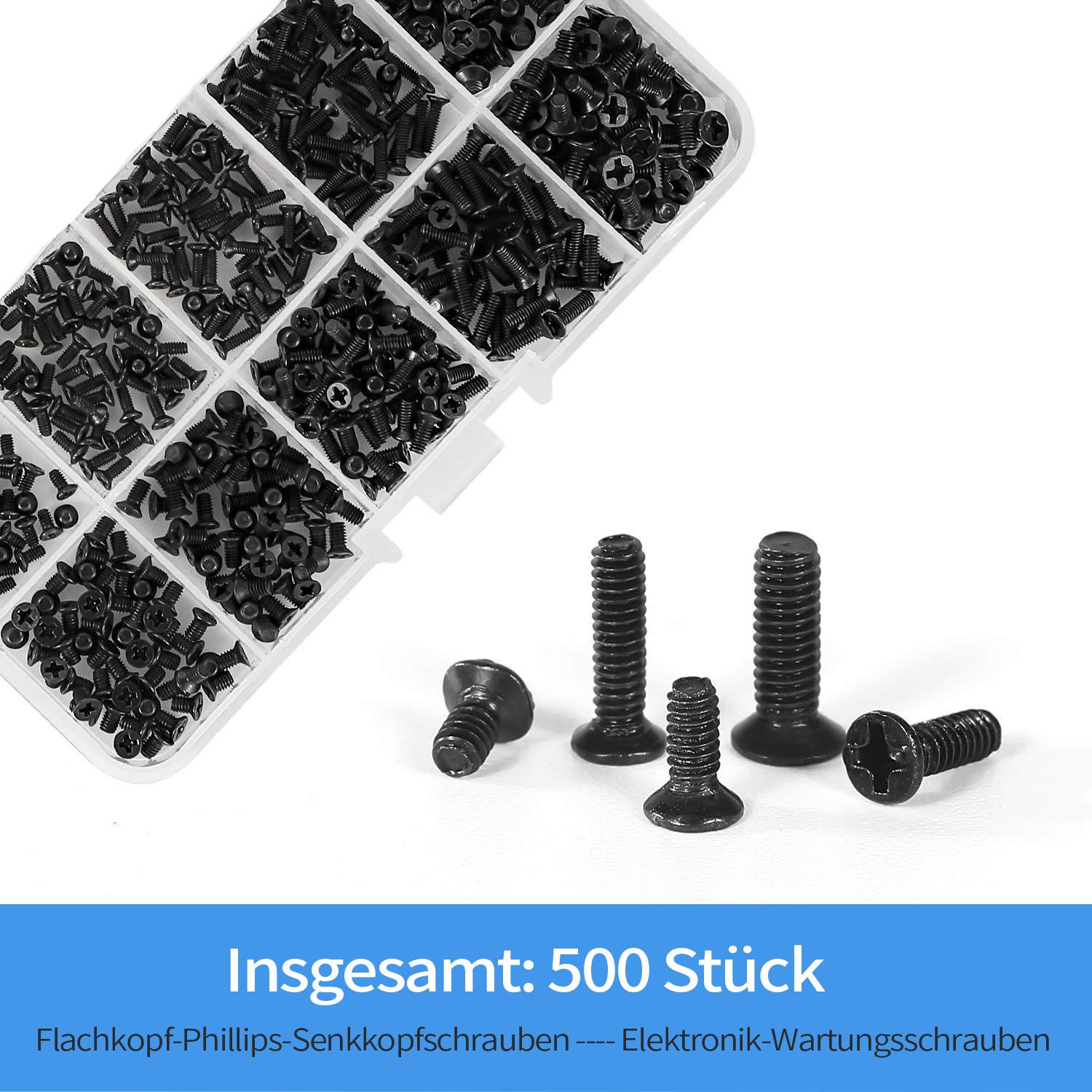 Refttenw Schrauben- und Dübel-Set 500-tlg Computer-Reparatur schrauben-Set M2 M2.5 M3