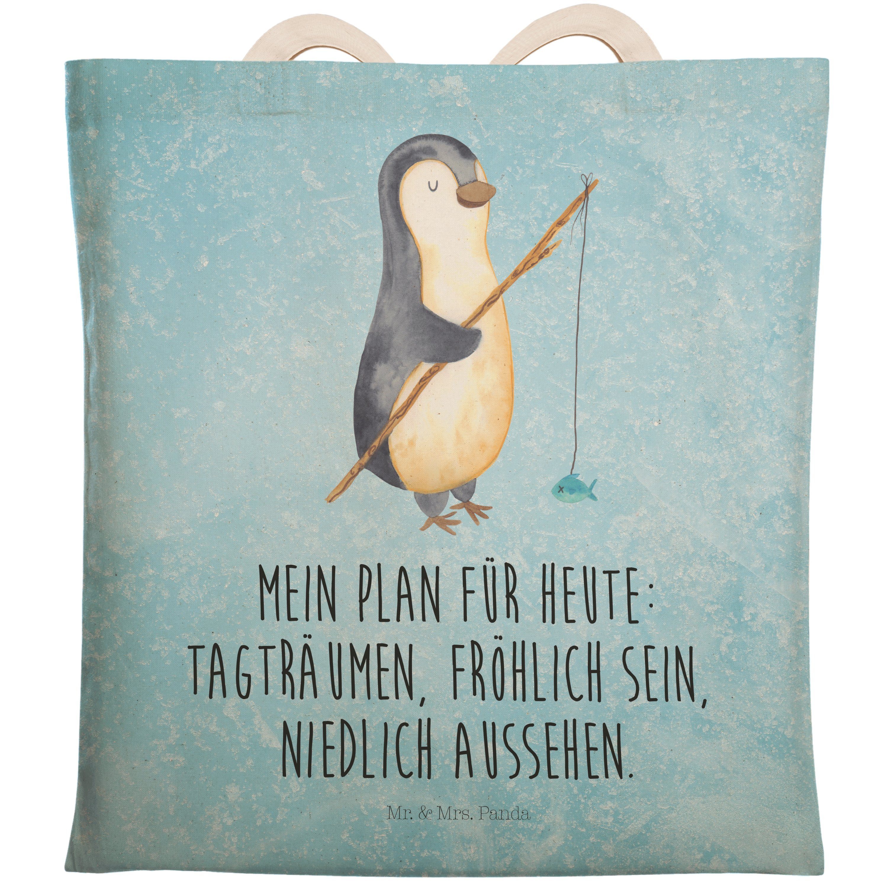 Geschenk, (1-tlg) Baumwolltasche, - Mr. Beuteltasche, & Mrs. Pinguin Angler - Ho Eisblau Tragetasche Panda