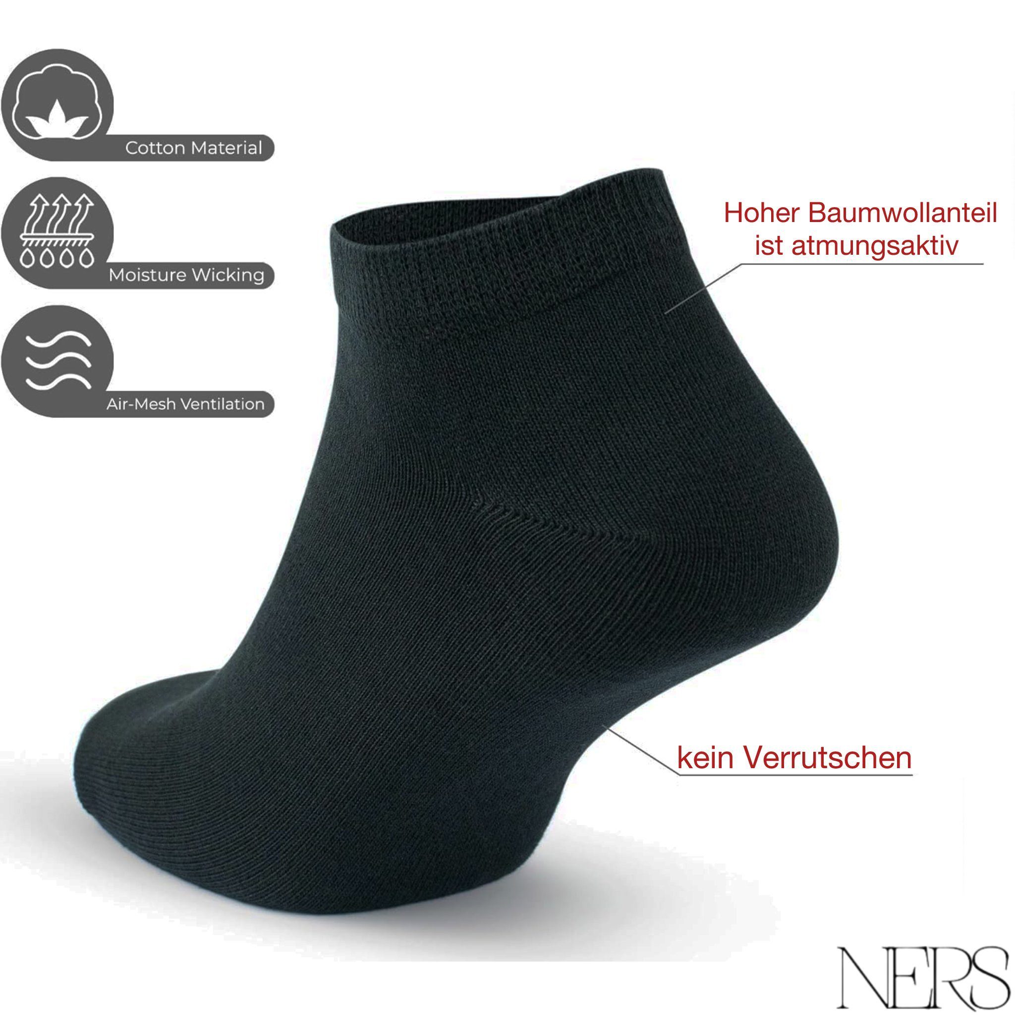 NERS Sneakersocken aus gekämmter Baumwolle für Damen und Herren, ohne drückende Naht (6-Paar) Premium Sneaker Socken mit Komfortbund, atmungskativ