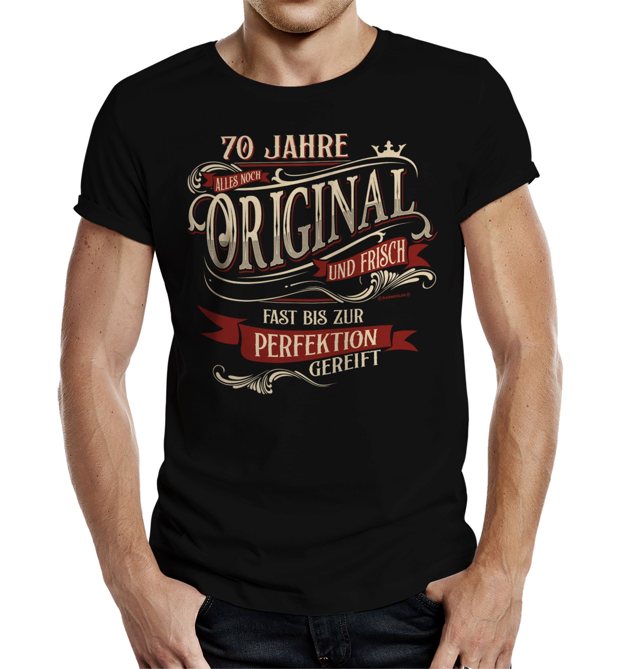 Rahmenlos T-Shirt als Geschenk zum 70. Geburtstag - alles noch original und frisch
