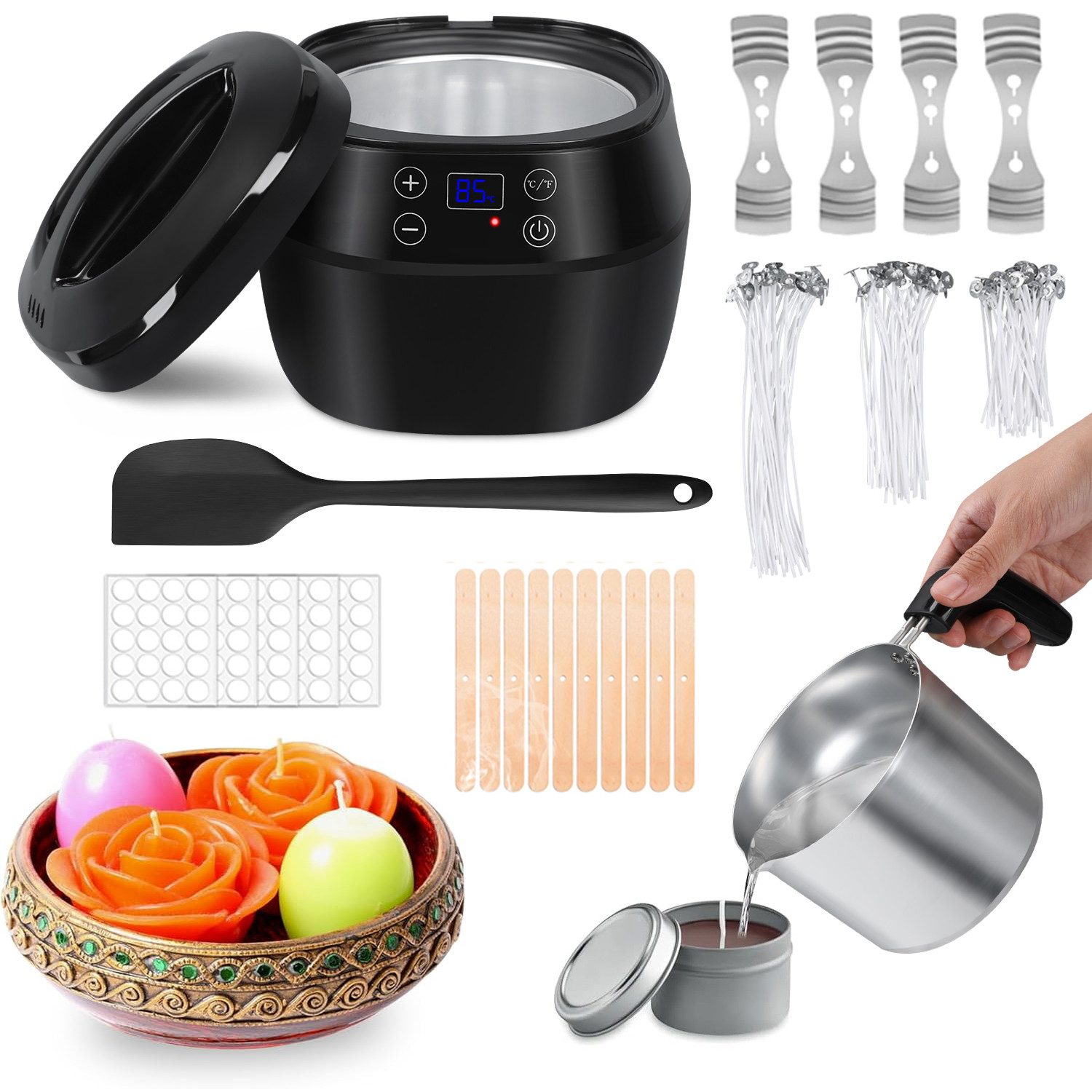 QUBEBU Duftkerze Wachswärmer Set, Duftkerzen Selber Machen, Temperatureinst günstig online kaufen