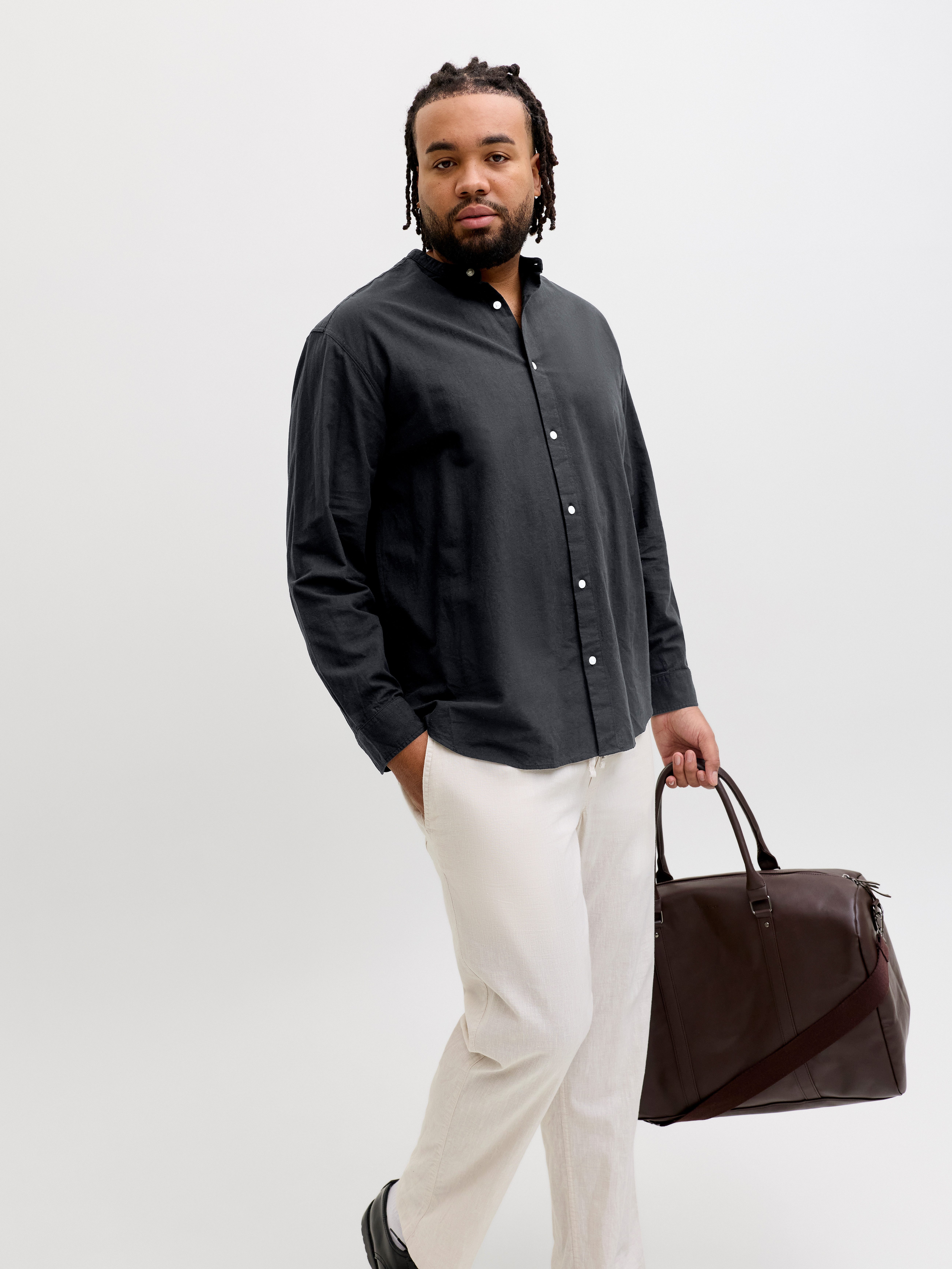 Jack & Jones PlusSize Langarmhemd JJEBREEZE LINEN BLEND BAND SHIRT L PLS mi günstig online kaufen