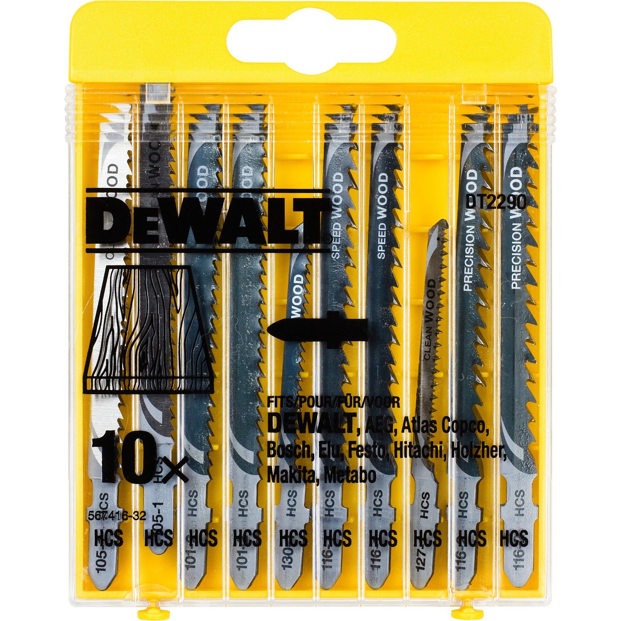 DeWalt Sägeblatt DEWALT HCS Stichsägeblatt-Satz DT2290, 10-teilig