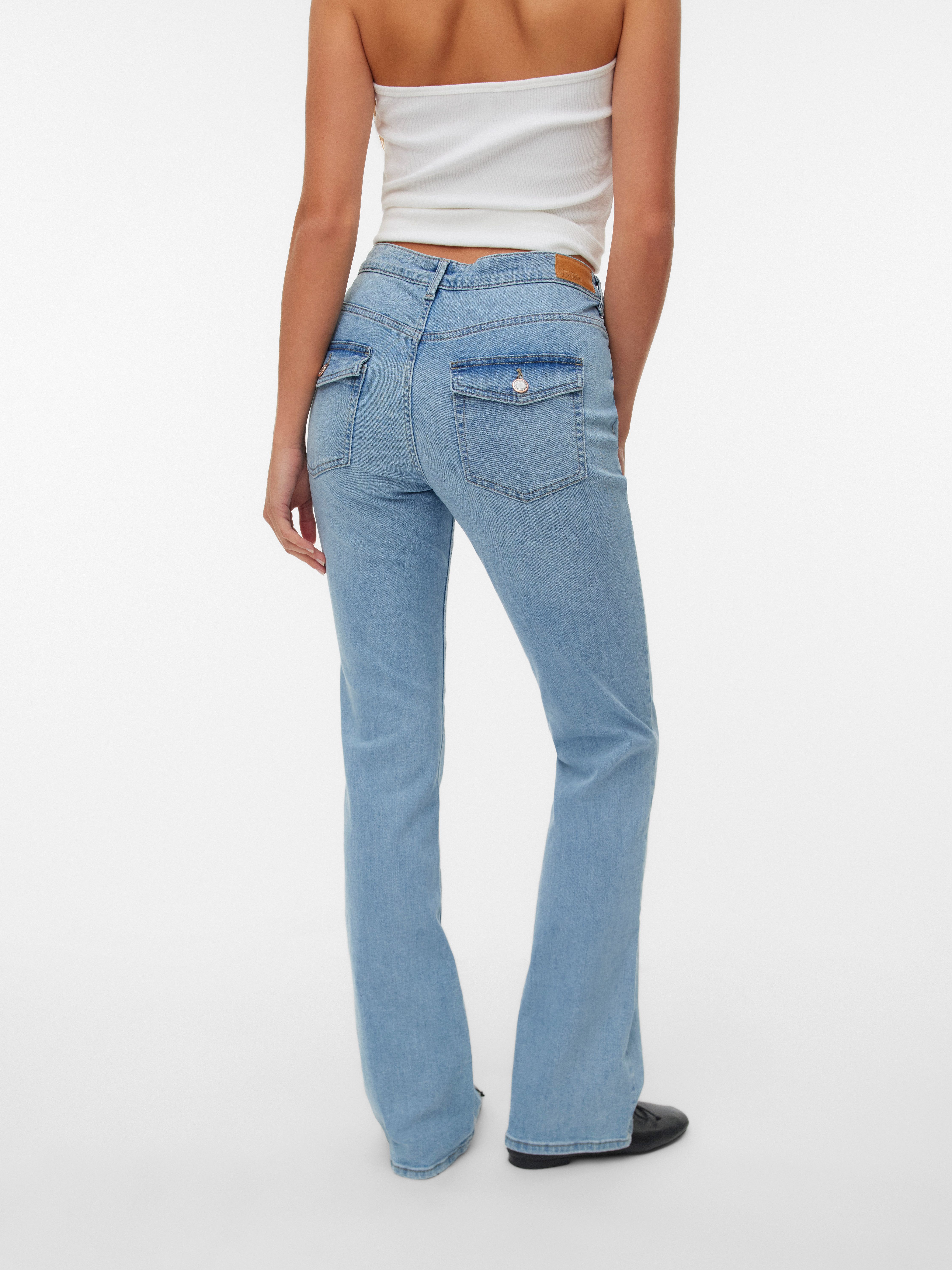 Vero Moda Bootcut-Jeans VMFLASH MR FLARED POCKET JNS RA3043 NOOS