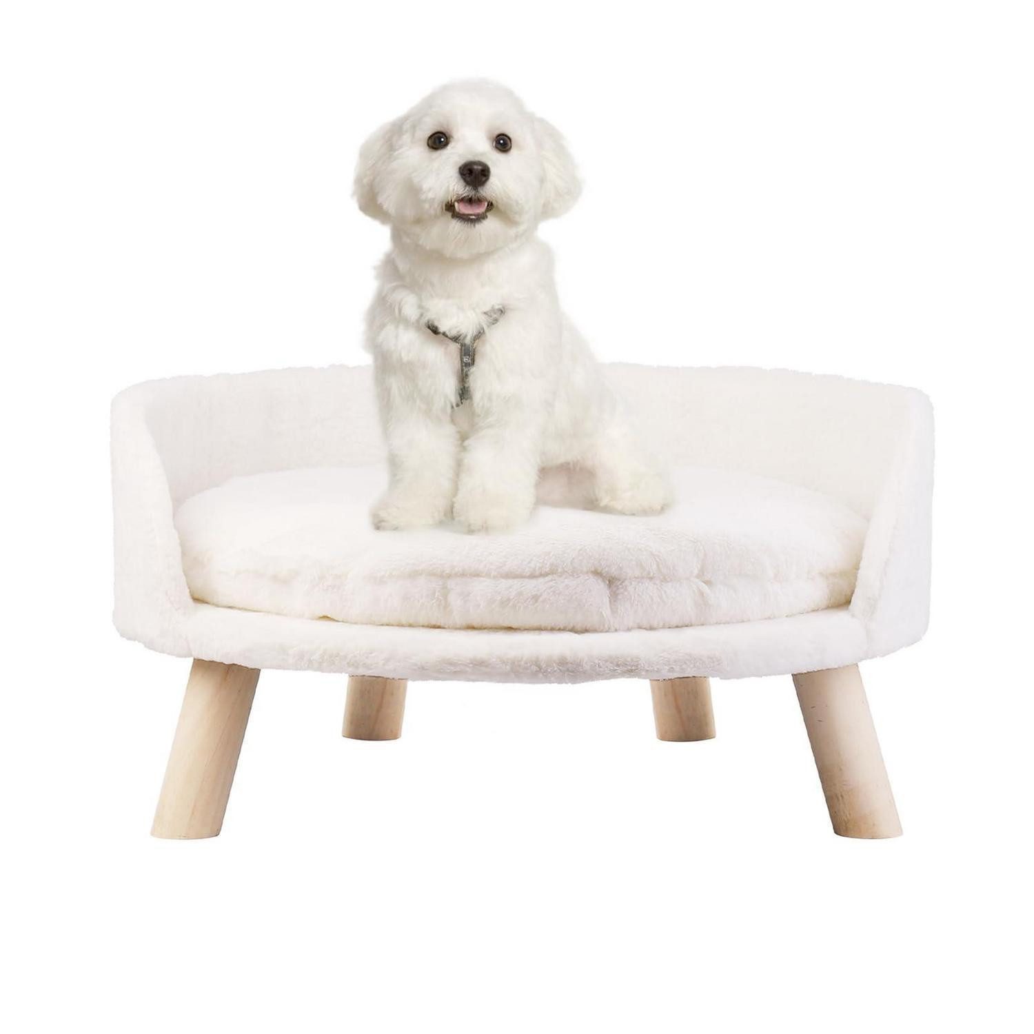 LuxusKollektion Tiersofa Hundesofa/Katzensofa erhöht 62x62cm weiß