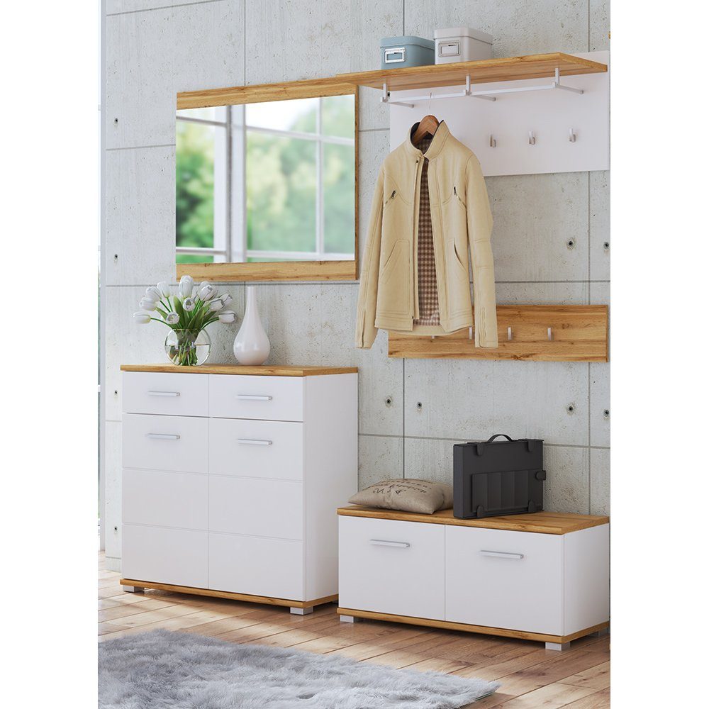 Lomadox Garderoben-Set HUESCA-129, (Spar-Set, 5-St), Flurgarderobe in weiß günstig online kaufen