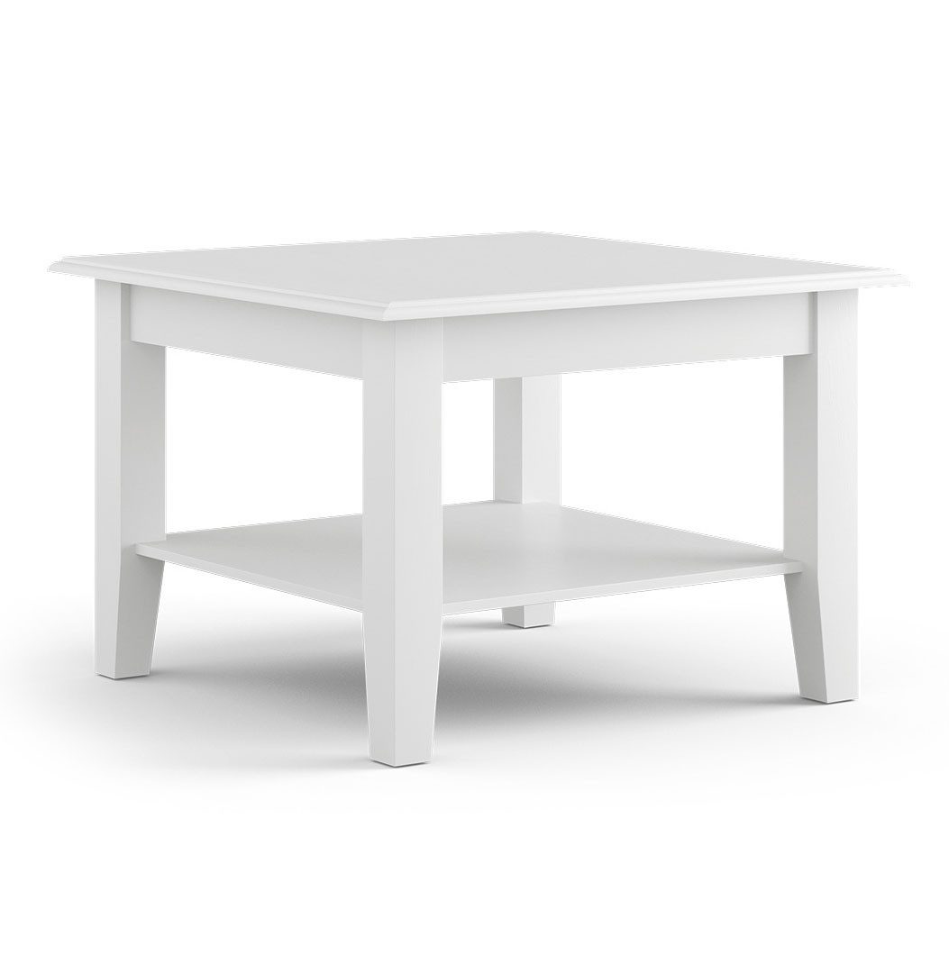 Feldmann-Wohnen Couchtisch Belluno Elegante (mit Ablageboden, 1-St., moderne Optik, mit Ablageboden), 70x70x48cm Massivholz / Kiefer weiß (RAL9010) lackiert