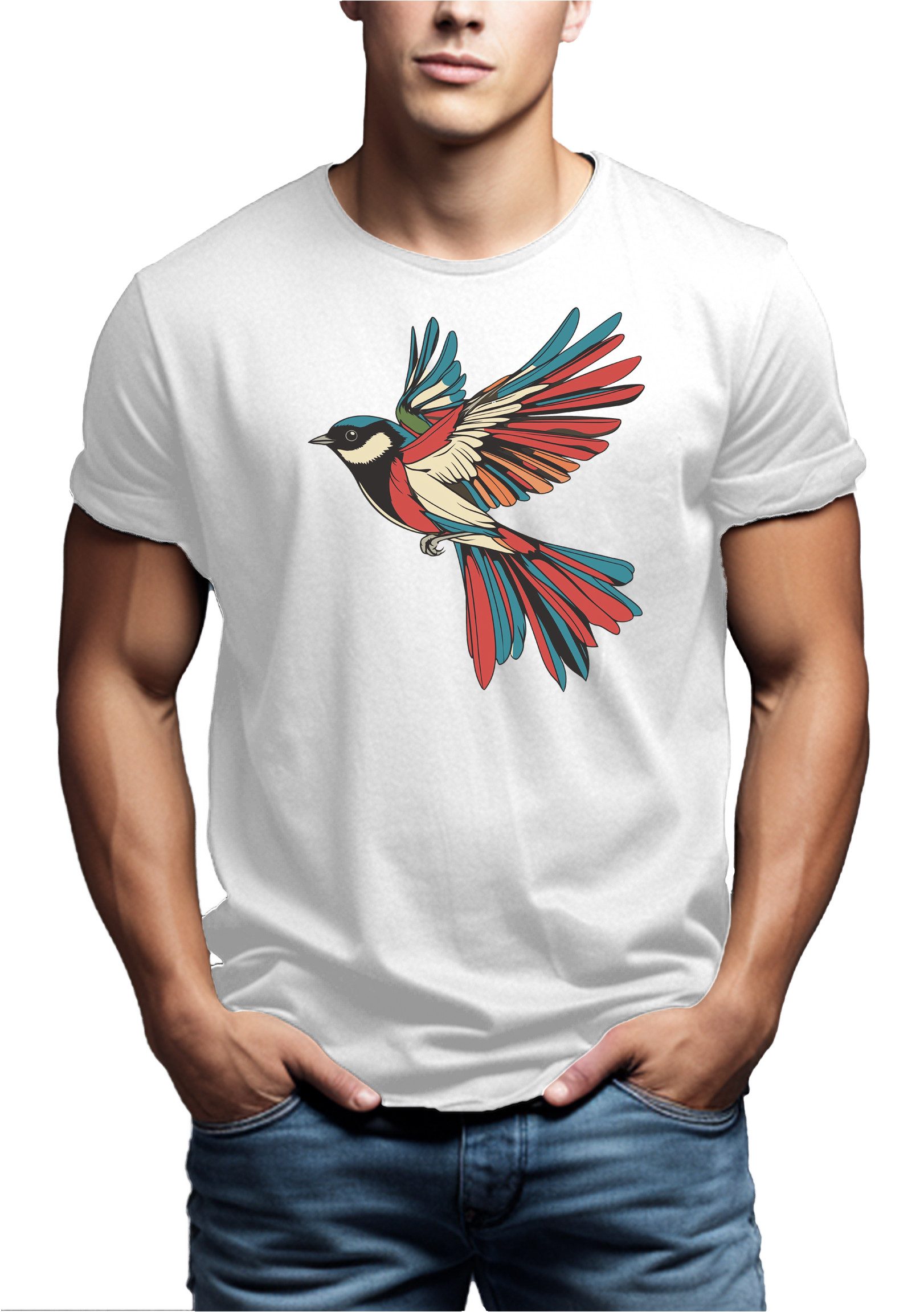 MAKAYA Print-Shirt mit Vogel Logo für günstig online kaufen