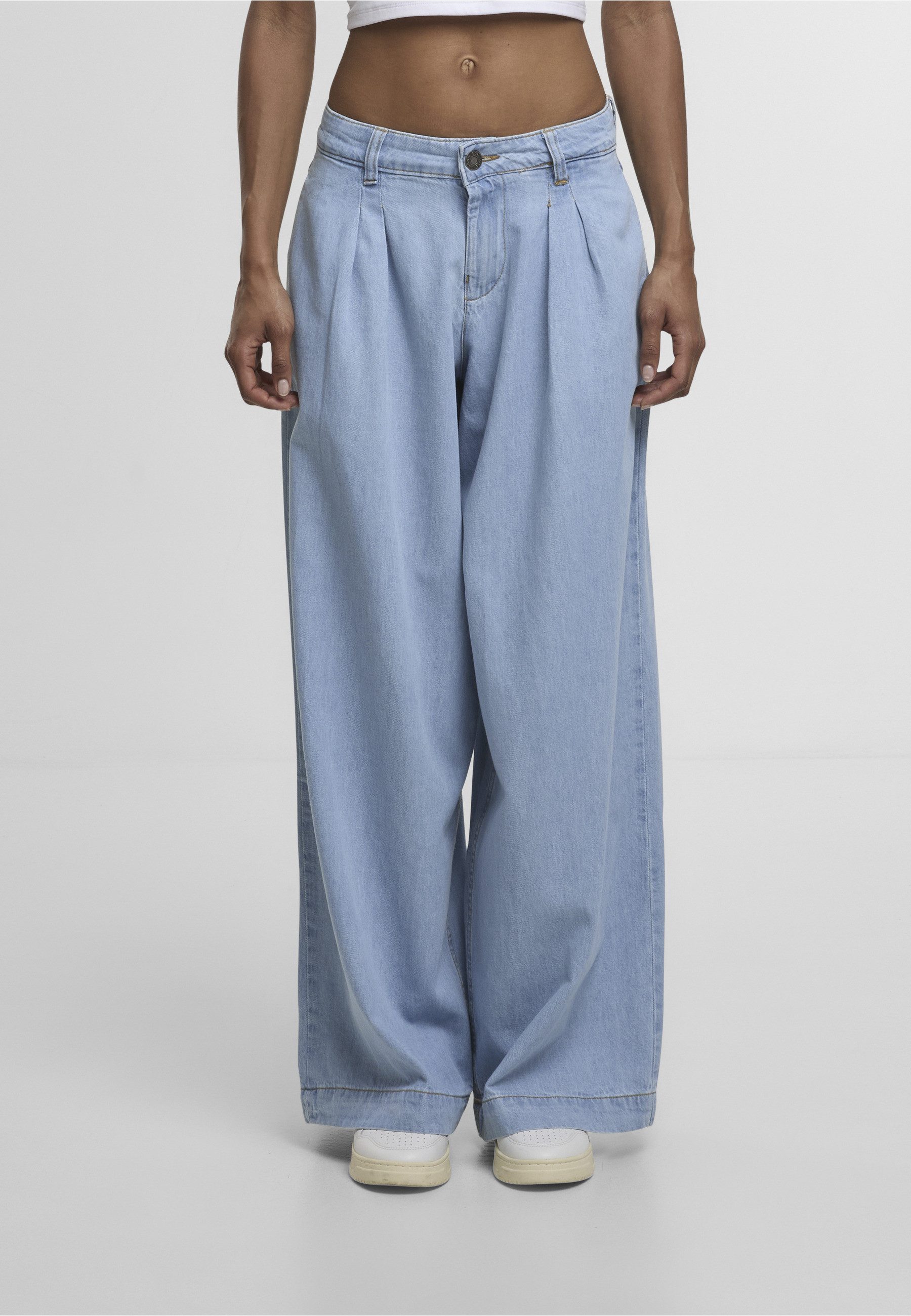 URBAN CLASSICS Bequeme Jeans Urban Classics Ladies Wide Leg Light Denim Pants