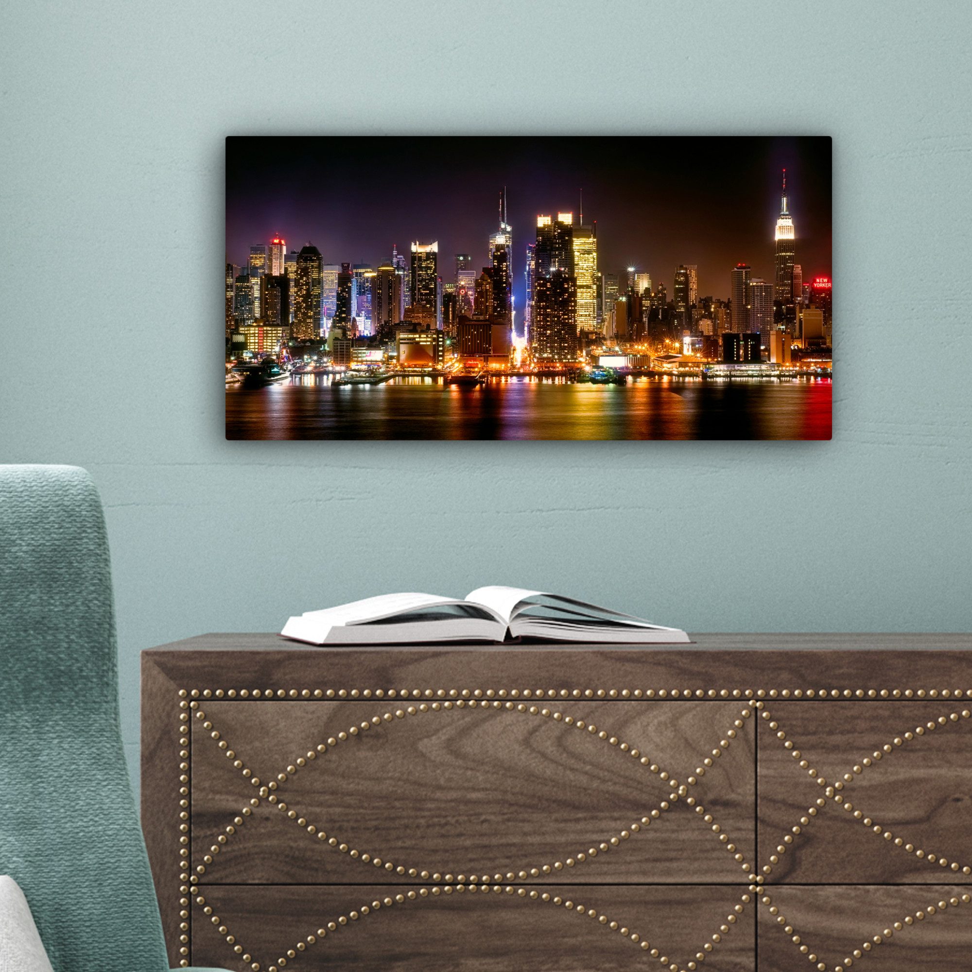 OneMillionCanvasses® Leinwandbild Panorama New York - Skyline - Farben, Fotodruck (1 St), Wandbild, Deko Schlafzimmer Wohnzimmer Flur 40x20 cm – Bild 5 von 5