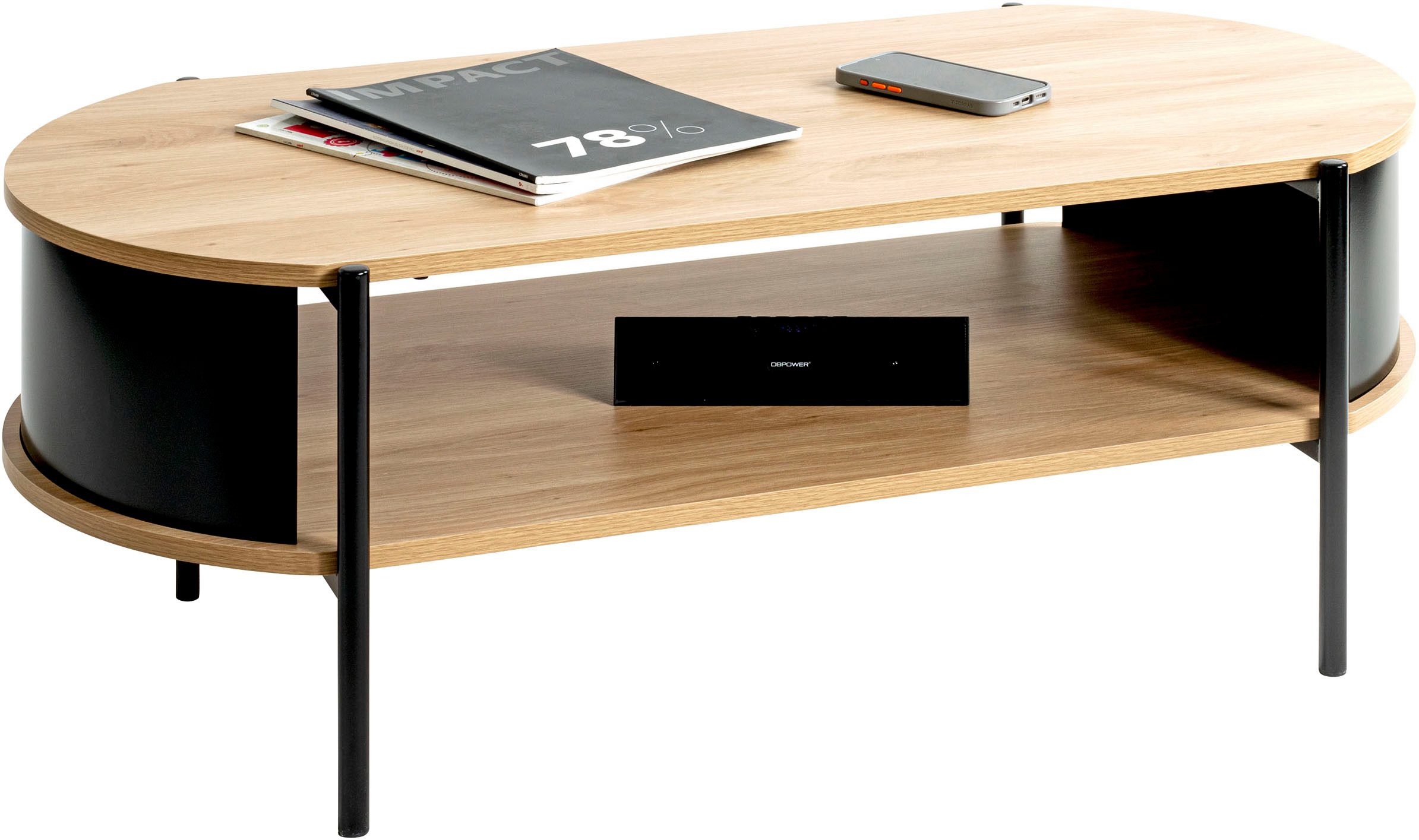 HAKU Couchtisch Sofatisch, Wohnzimmertisch (1-St), oval - aus MDF Braun B/T/H 100/54/37 cm