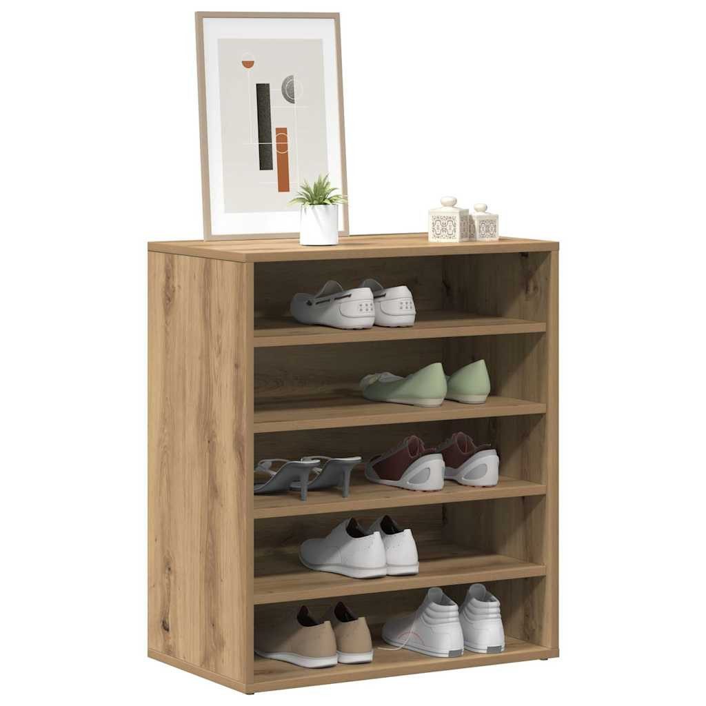 vidaXL Schuhregal Schuhschrank 60 x 35 x 70 cm Artisan-Eiche 5 regale, 1-tlg. – Bild 4 von 5