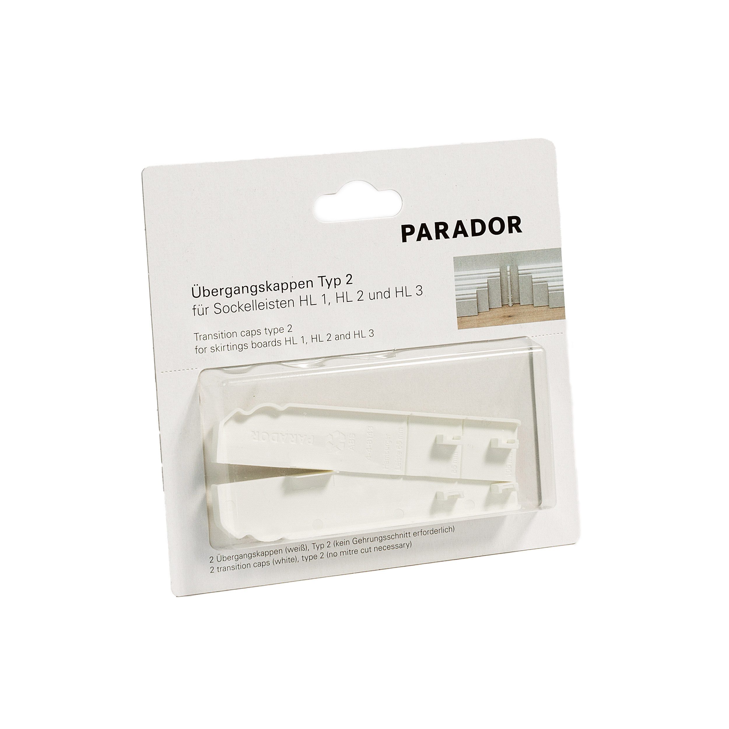 PARADOR Плинтусы-Zwischenstücke variabel Typ 2 für Плинтусы HL 1, HL 2 und HL 3, L: 15 cm, H: 3.5 cm, Für einen optimalen und sauberen Übergang, 1-St., Kein Gehrungsschnitt erforderlich, Auf den universellen Einsatz HL 1, HL 2 und HL 3 abgestimmt