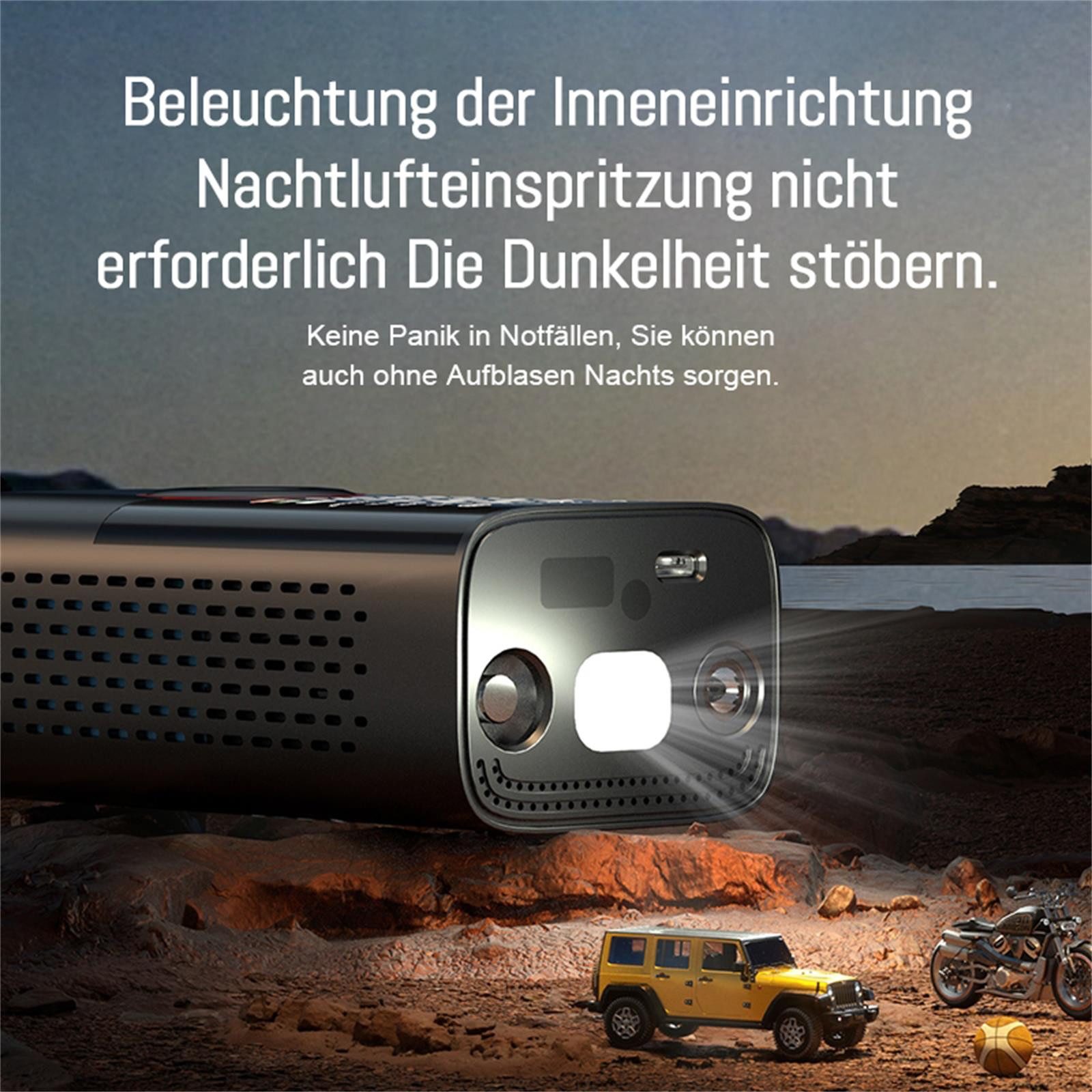 Fine Life Pro Akku-Luftpumpe Tragbare Luftpumpe Elektronisch 150PSI, Schnellaufpumpung Mit LED Lampe Akku Für Alle Reifen Und Sportgeräte – Bild 4 von 5