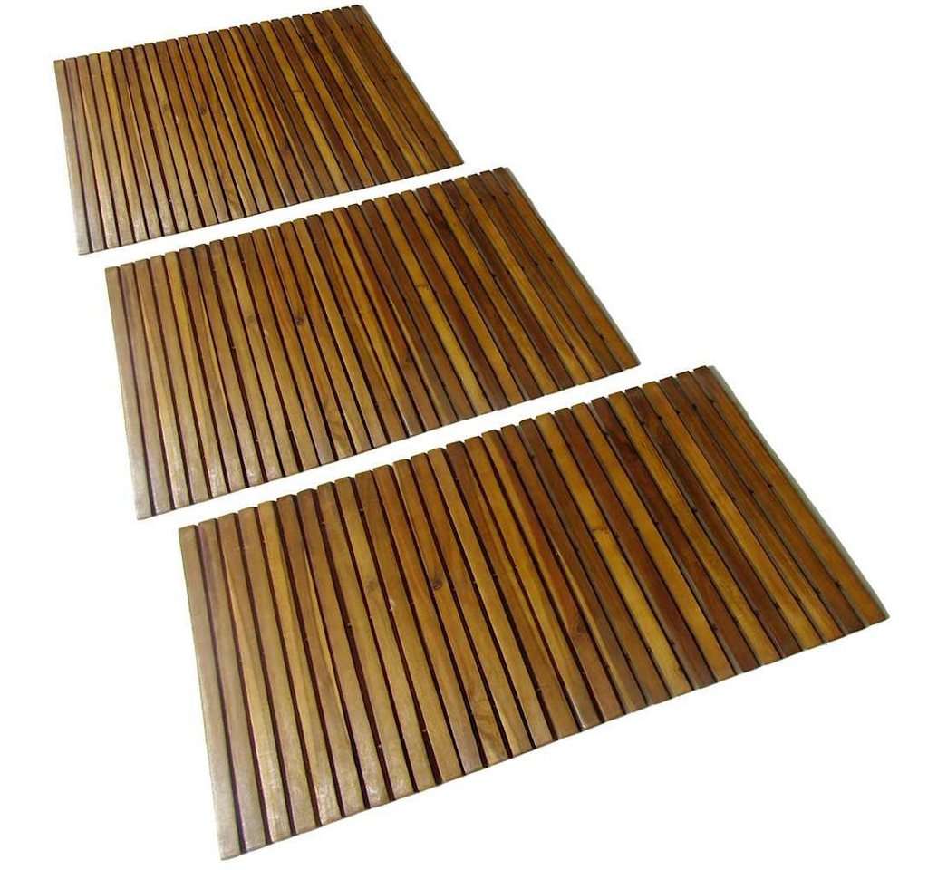 vidaXL Badematte 3 x nholz Badematte 80 x 50 cm, Höhe 0.9 mm, Holz