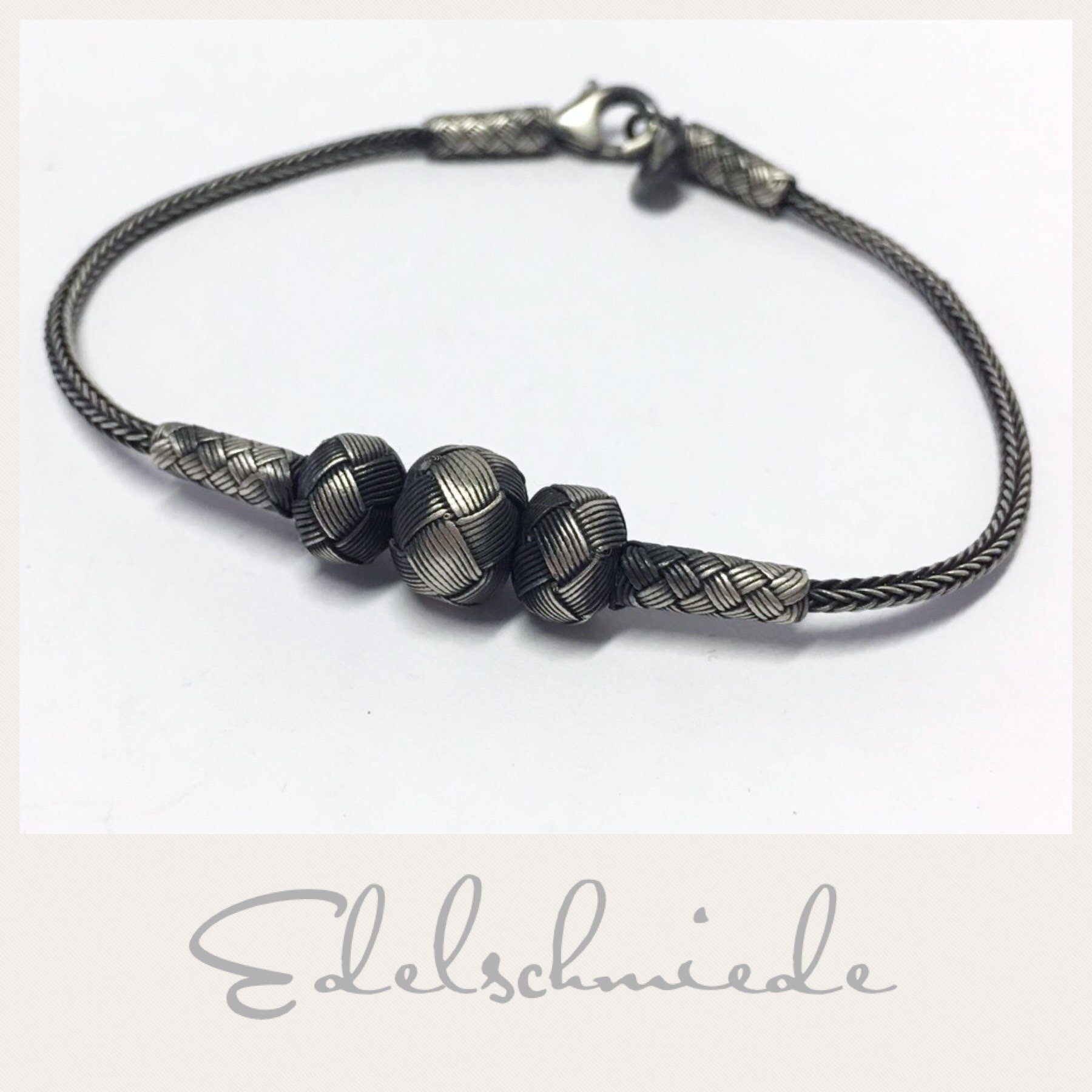 Silberarmband rustikales Armband 925/- Sterling Silber geschwärzt 21 cm
