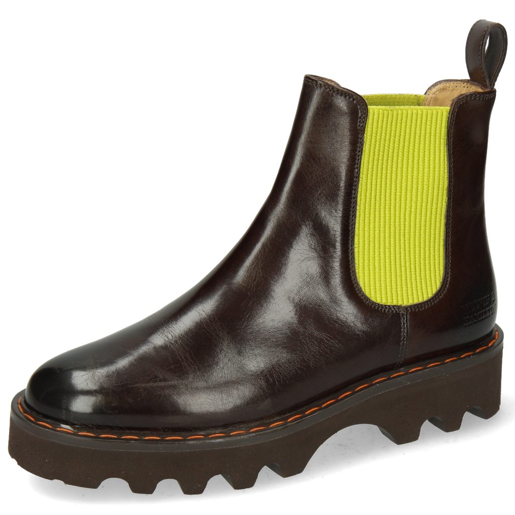 Melvin & Hamilton Megan 3R Stiefelette Espresso Elastic Ribbed Light Green | Stiefeletten