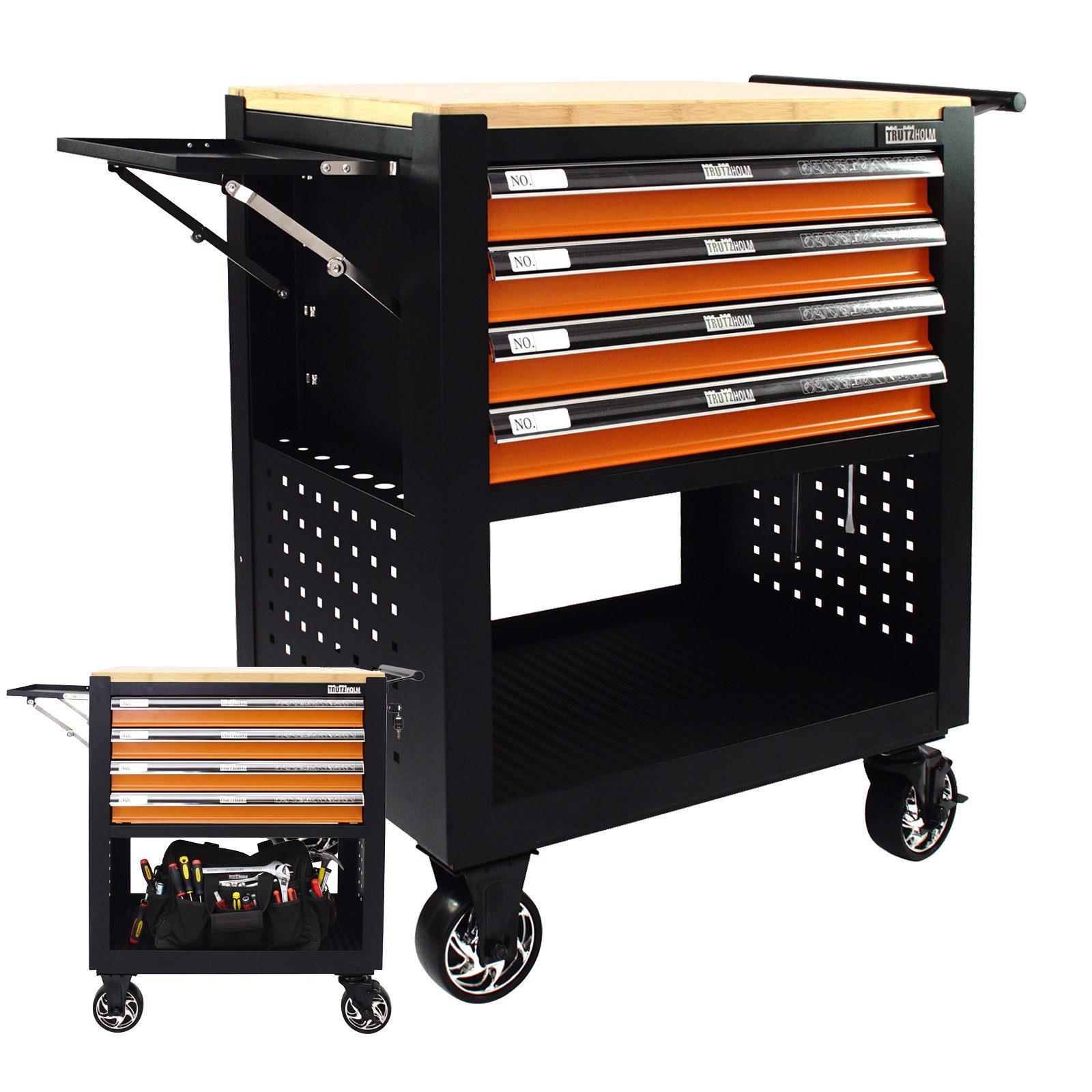 TRUTZHOLM Werkstattwagen 4 Schubladen leer Hartholz Arbeitsplatte Profi Com günstig online kaufen