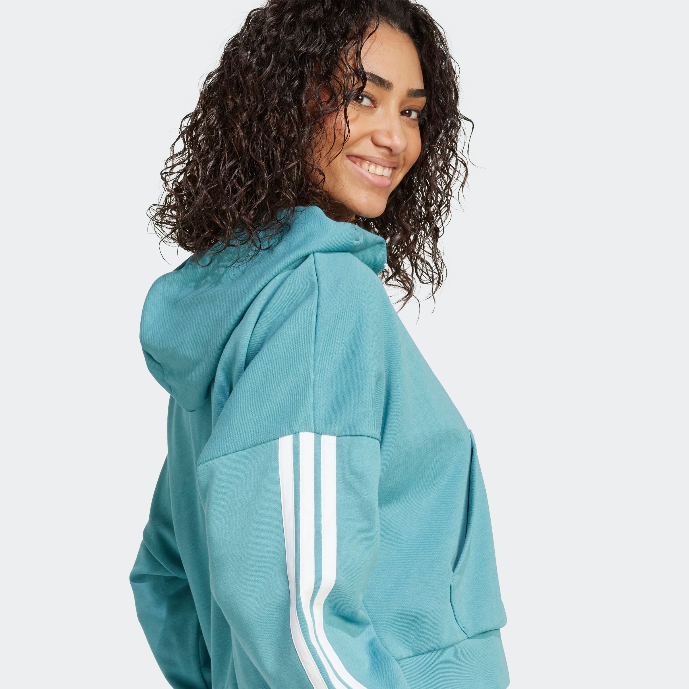 adidas Sportswear Kapuzensweatshirt ESSENTIALS 3-STREIFEN FRENCH TERRY QUARTER-ZIP HOODIE