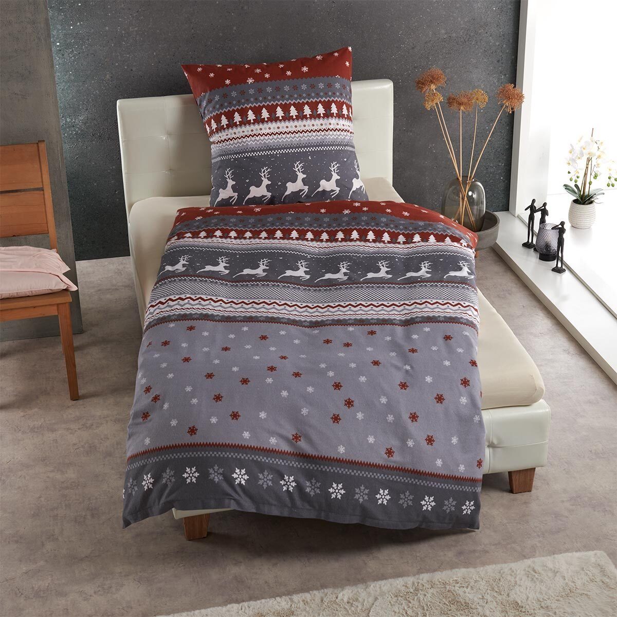 TRAUMSCHLAF Bettwäsche Hirsche, Biber, 3 teilig, hochwertige Biber Qualität günstig online kaufen