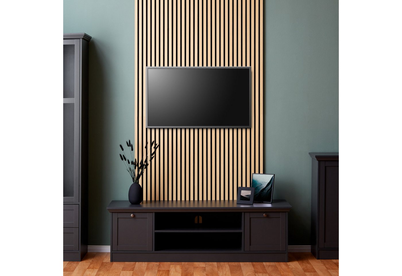Thumbnail - Homestyle4u Wandpaneel 60x120 60x60 1/2/4 Paneele Holz Akustikpaneel Braun Schallschutz Wand, (1 Akustikpaneel, 1-tlg) 3...
