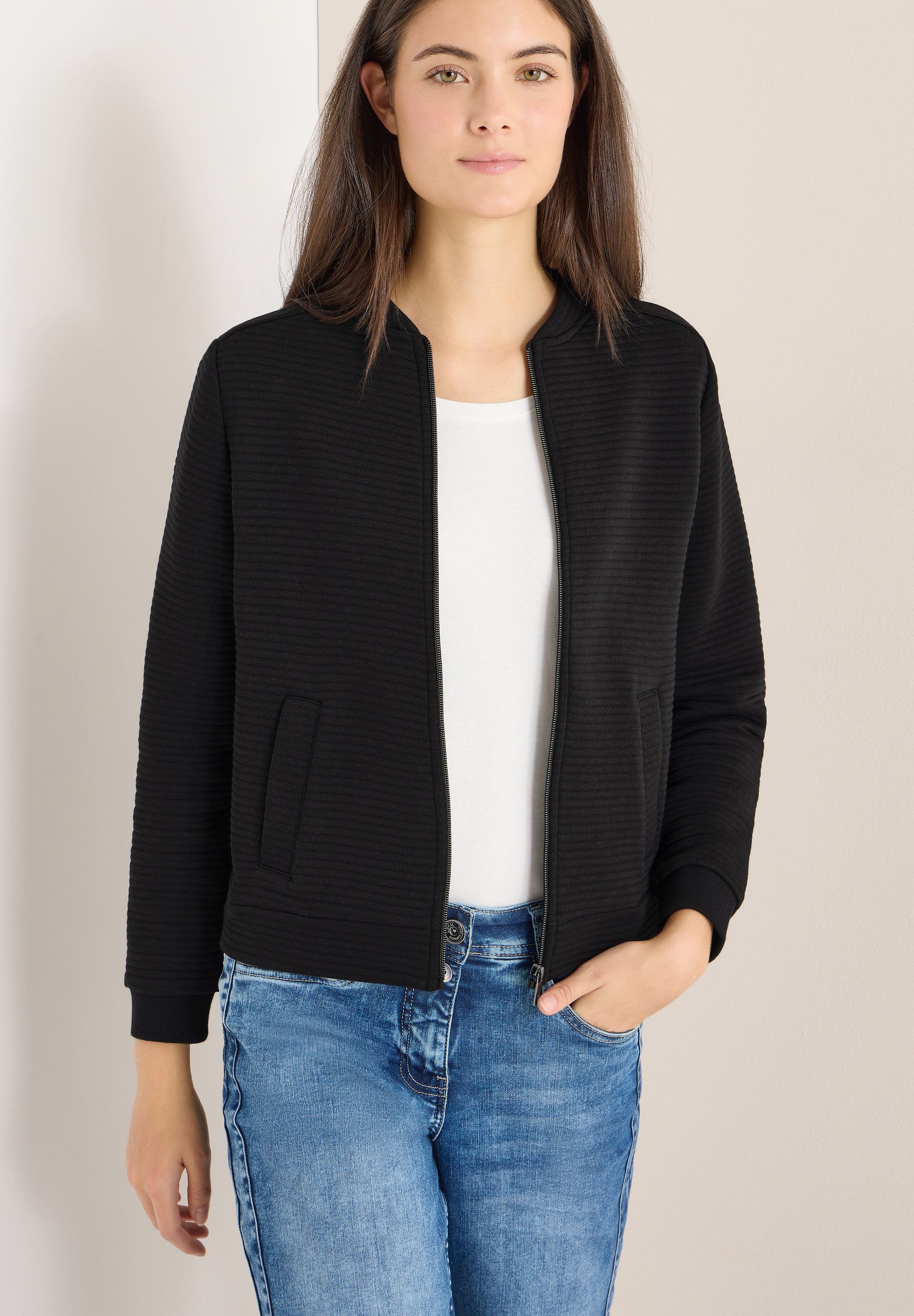 CECIL Sweatjacke mit feinem Strukturmuster und Reißverschluss günstig online kaufen