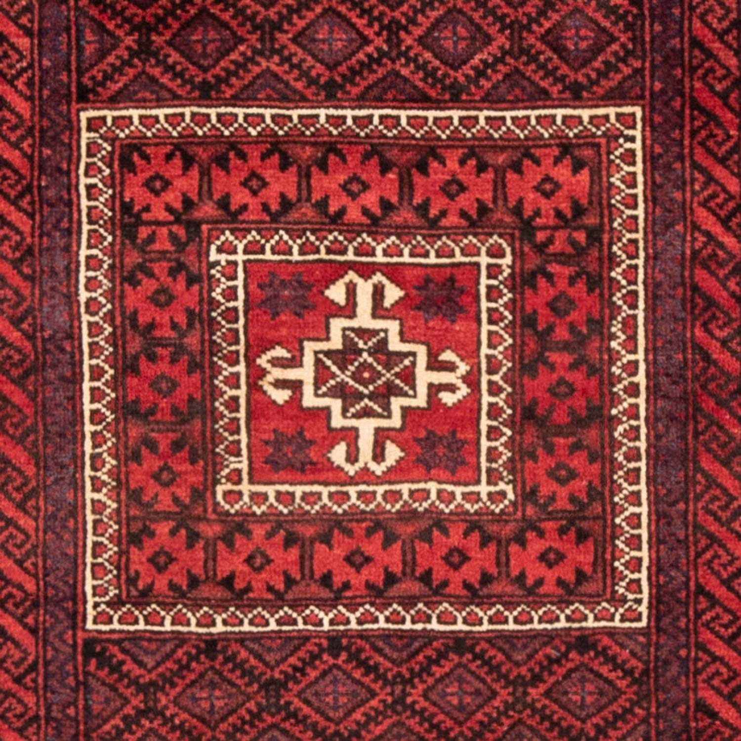 Rosso Handgeknüpft mm, Höhe: Belutsch morgenland, 202 cm, 108 Hochflor-Läufer rechteckig, x Medaillon 8