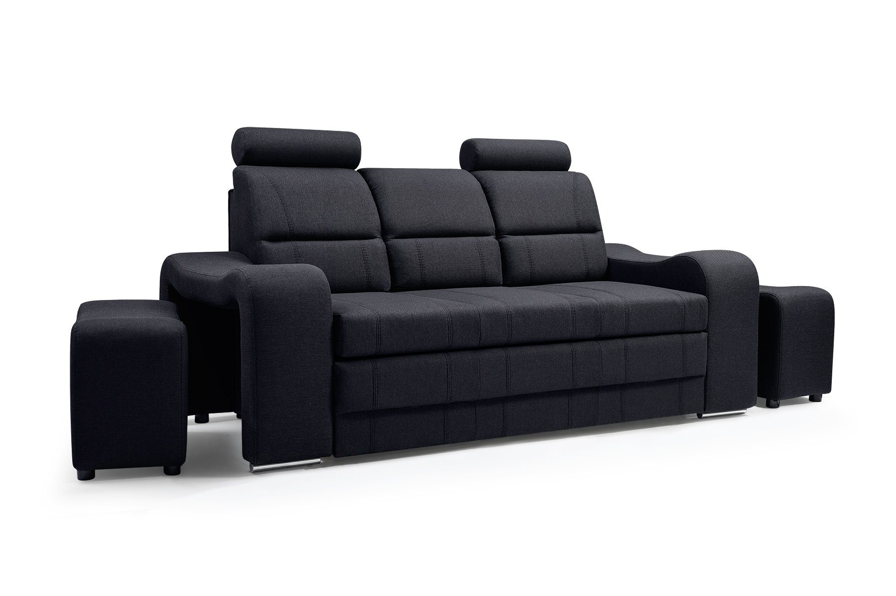 Siblo 3-Sitzer Funktionales Sofa Venus Hocker mit Schwarz
