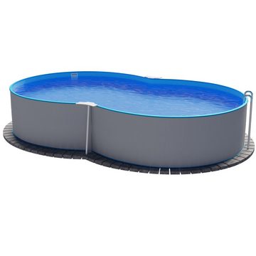 Planet Pool Achtformpool Stahlwandpool achtform 470x300x120 cm, Stahl 0,4 m (Einzelbecken), verzinkte Stahlwand