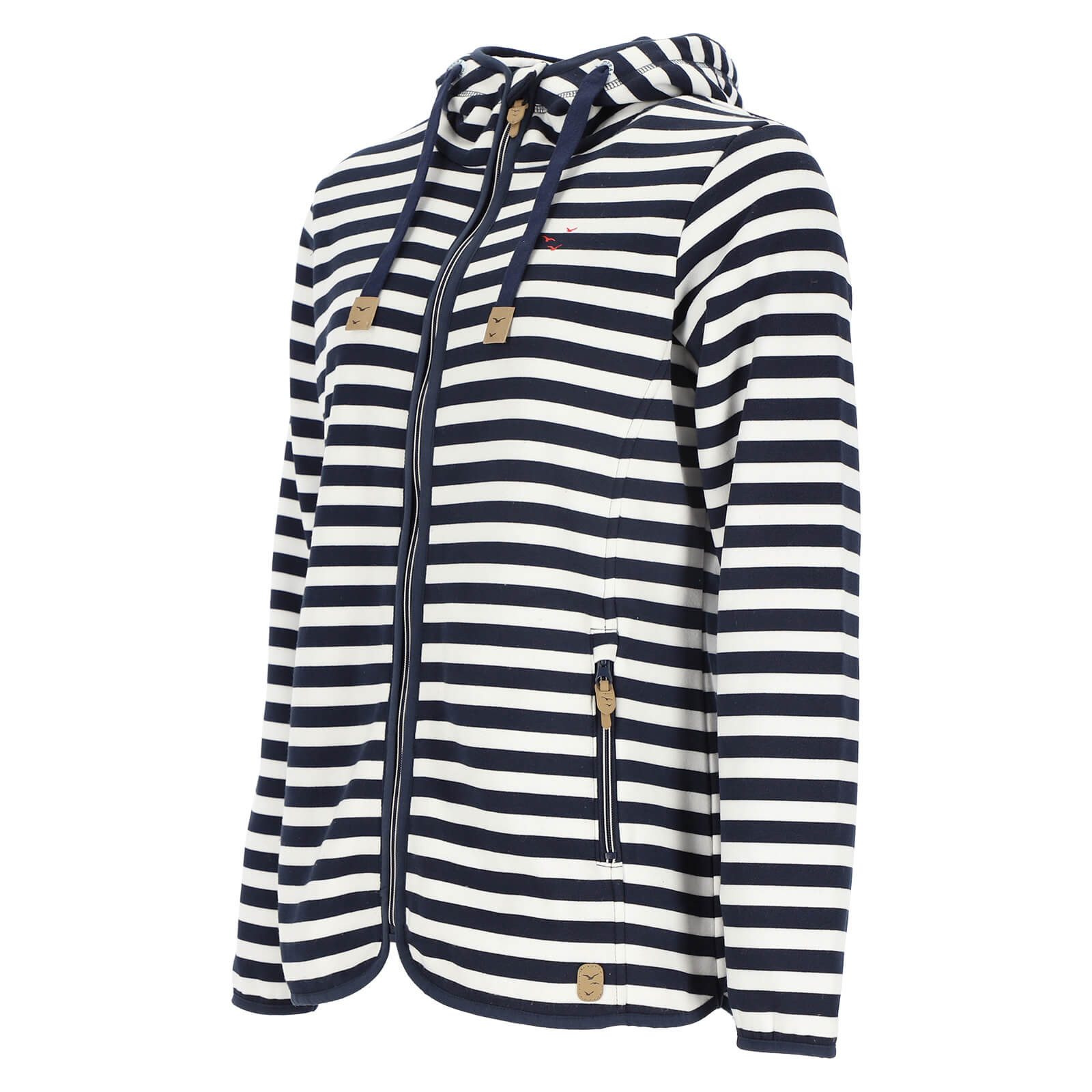 modAS Fleecejacke 40414 Damen Jacke Fleece mit Blockstreifen - Gestreifte Jacke mit Kapuze