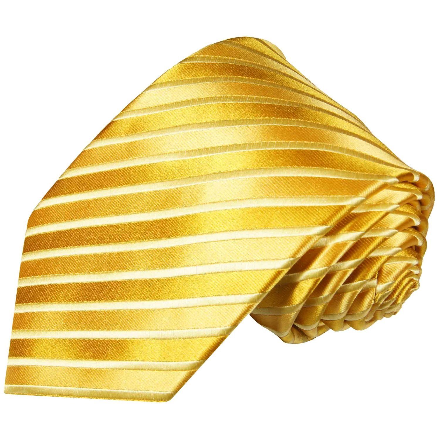 Paul Malone Krawatte Moderne Herren Seidenkrawatte gestreift 100% Seide Schmal (6cm), gold 953
