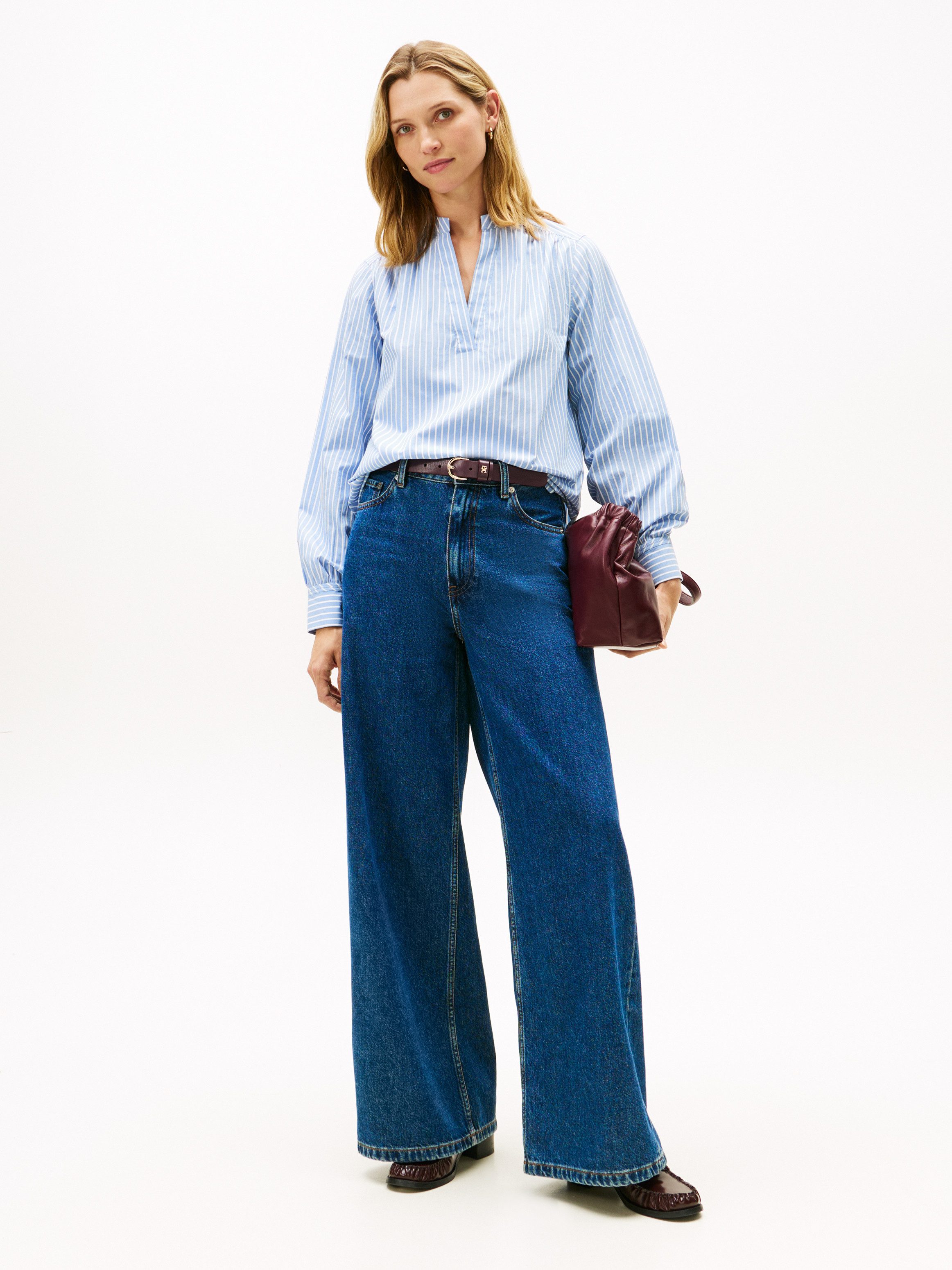 Tommy Hilfiger Shirtbluse POPLIN V-NK BLOUSE