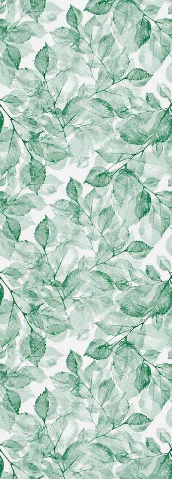 queence Vinyltapete Blätter grün, glatt, natürlich, (1 St), Selbstklebende  Tapete 90x250cm mit herbstlichem Motiv