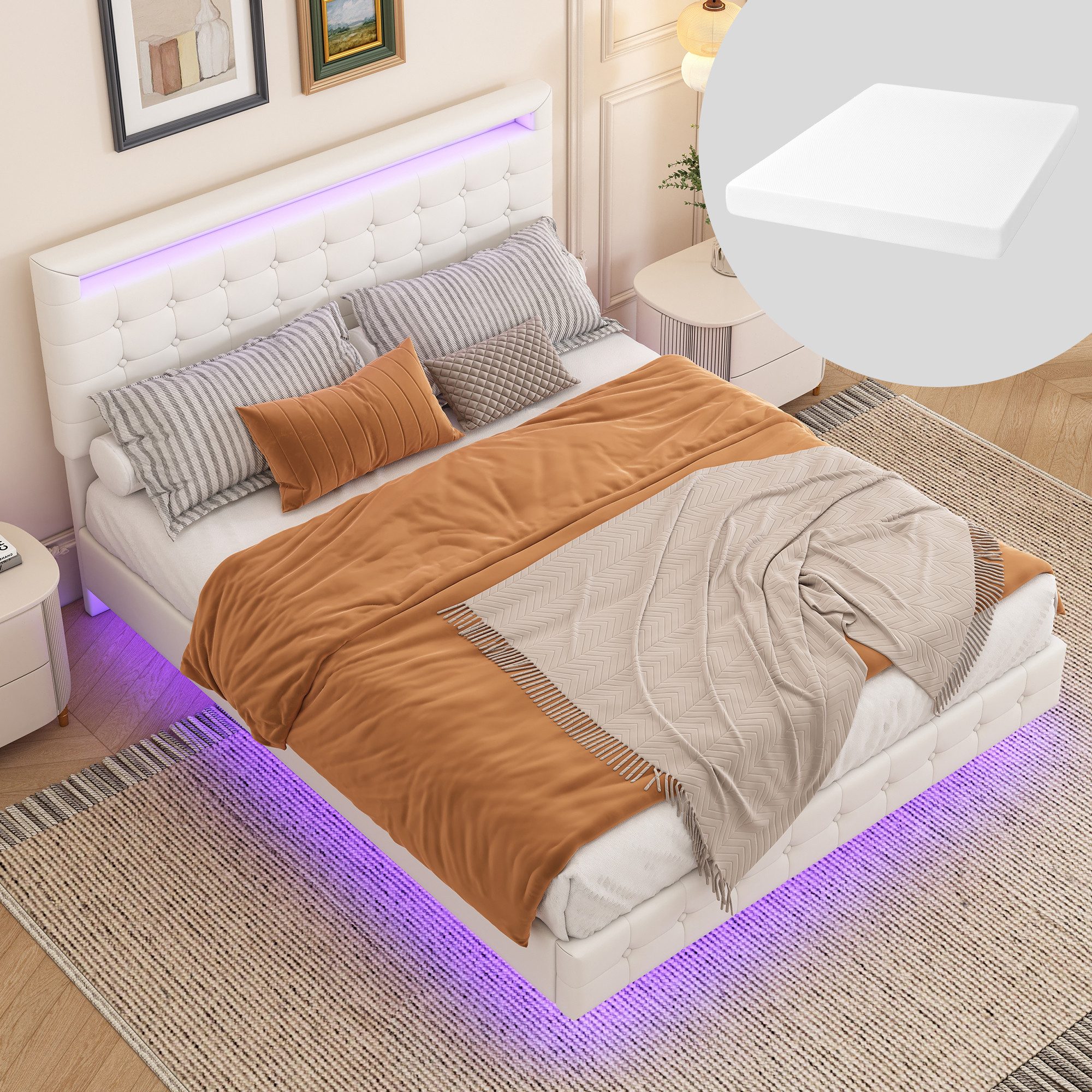 HAUSS SPOLE Polsterbett 140x200cm mit LED-Umgebungslicht, günstig online kaufen