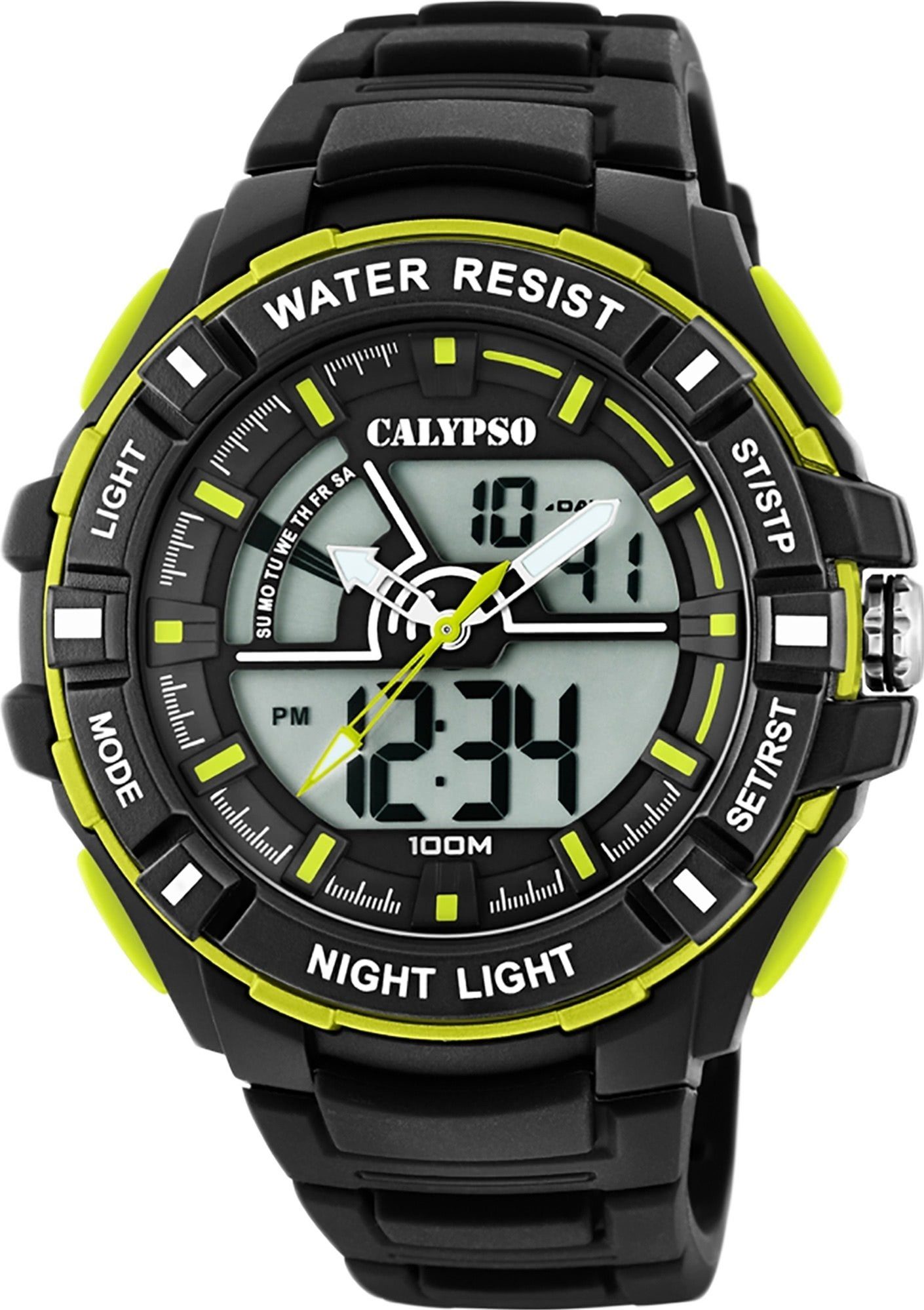 CALYPSO WATCHES Digitaluhr Calypso Herren Uhr K5769/4, Herren Armbanduhr rund, Kunststoff, PUarmband schwarz, Sport