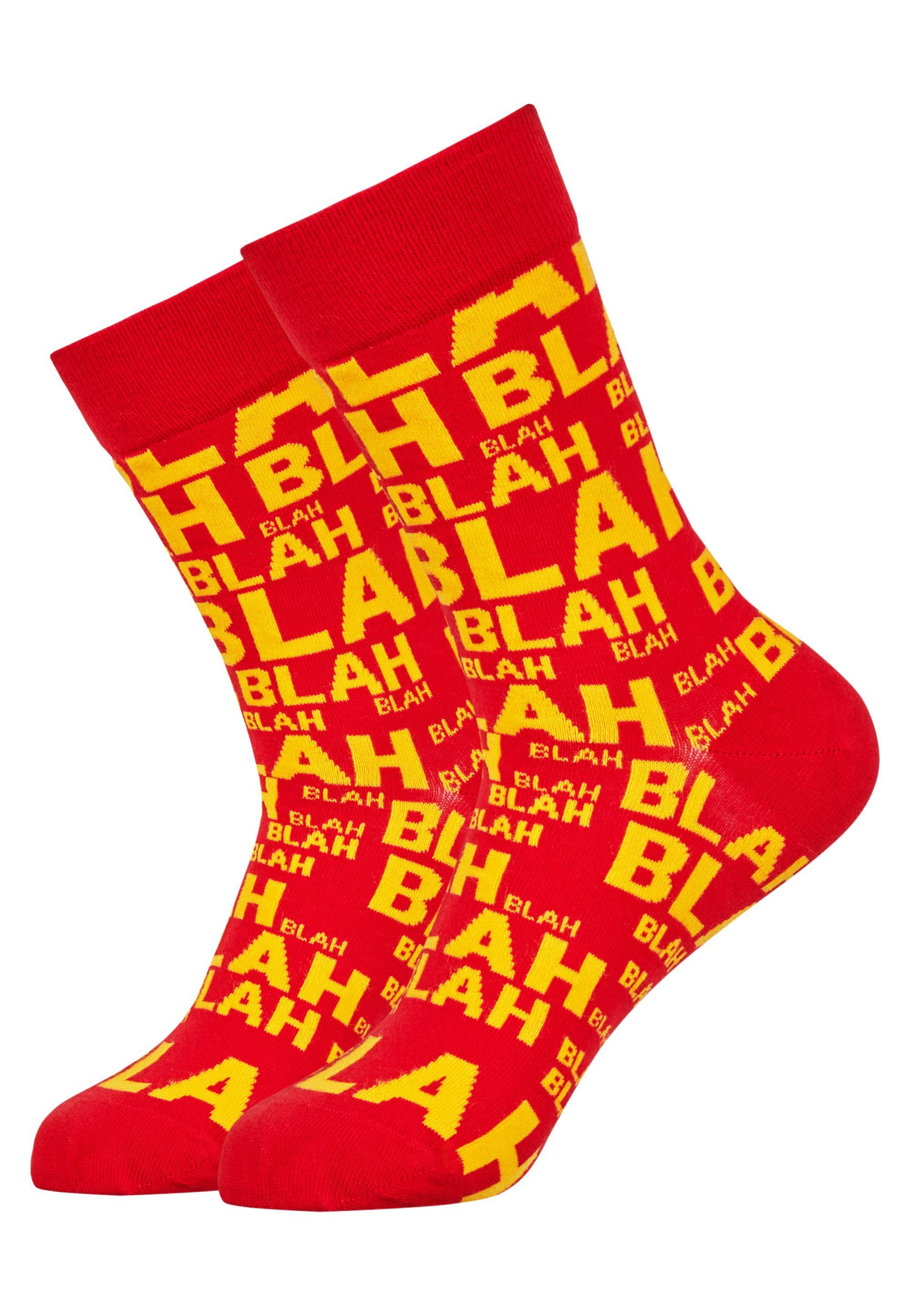 Schriftzug Socken Mxthersocker mit (3-Paar) - trendigem rot UNHINGED BLAH-BLAH