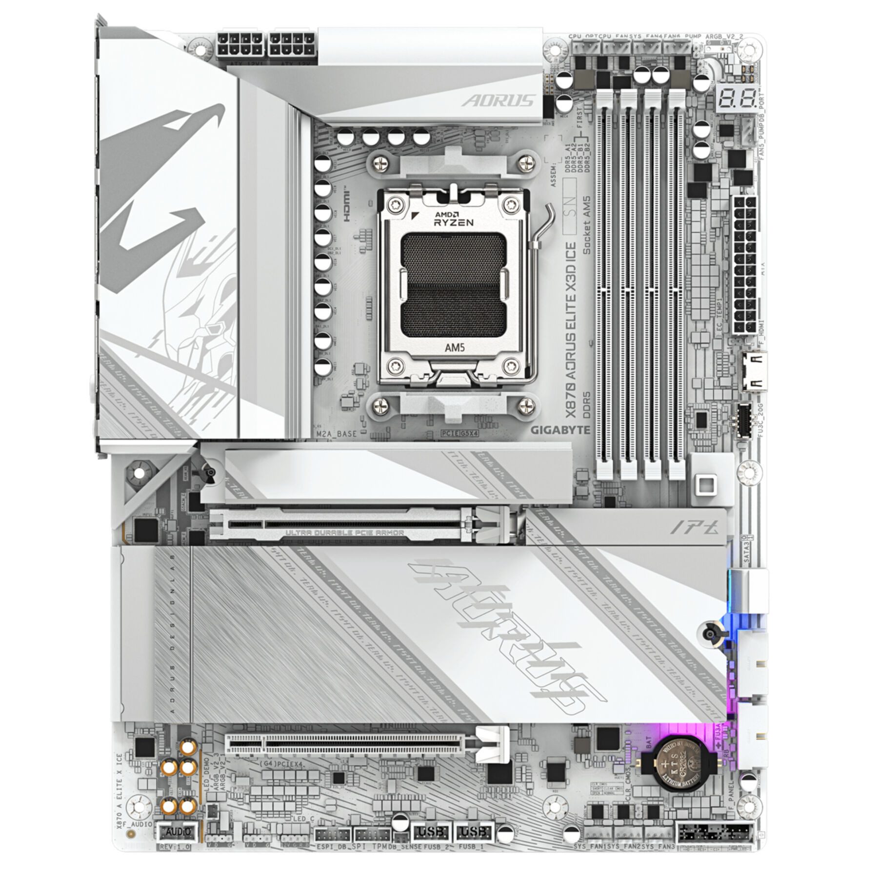 Gigabyte X870 AORUS ELITE X3D ICE Mainboard - Unterstützt AMD Ryzen 9000 Prozes Mainboard – Bild 2 von 5