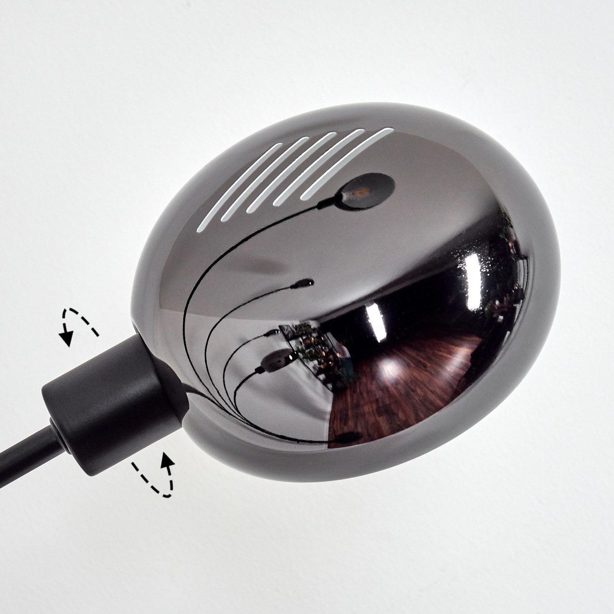 hofstein Stehlampe Stehlampe aus Metall in Schwarz/Chrom/Rauch im Retro/Vintage-Design, ohne Leuchtmittel, verstellbare Stehleuchte, Marmorfuß u. Schalter am Gehäuse, 240cm, E14