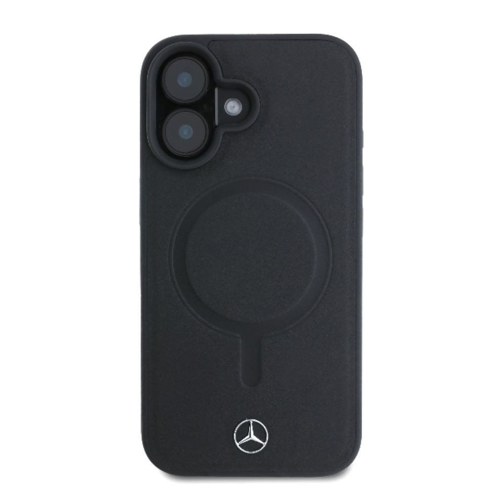 Mercedes Benz Handyhülle iPhone 16 Echtleder schwarz MagSafe kompatibel 6,1 Zoll, Kantenschutz