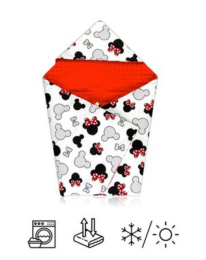 Einschlagdecke Doppelseitige Einschlagdecke für Babyschale Autokindersitz Mickey rot, Welt der Träume, Made in Europe