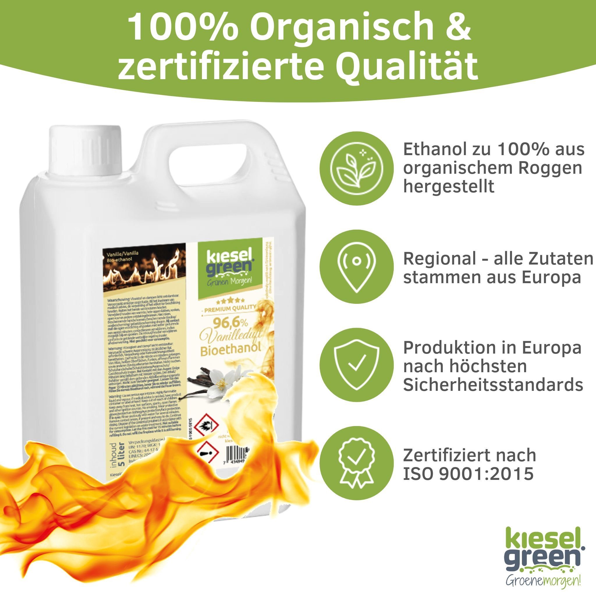 KieselGreen Bioethanol KieselGreen Bioethanol 5/10/25/50 Liter mit Duft für Ethanol-Kamin, 5 l – Bild 3 von 5