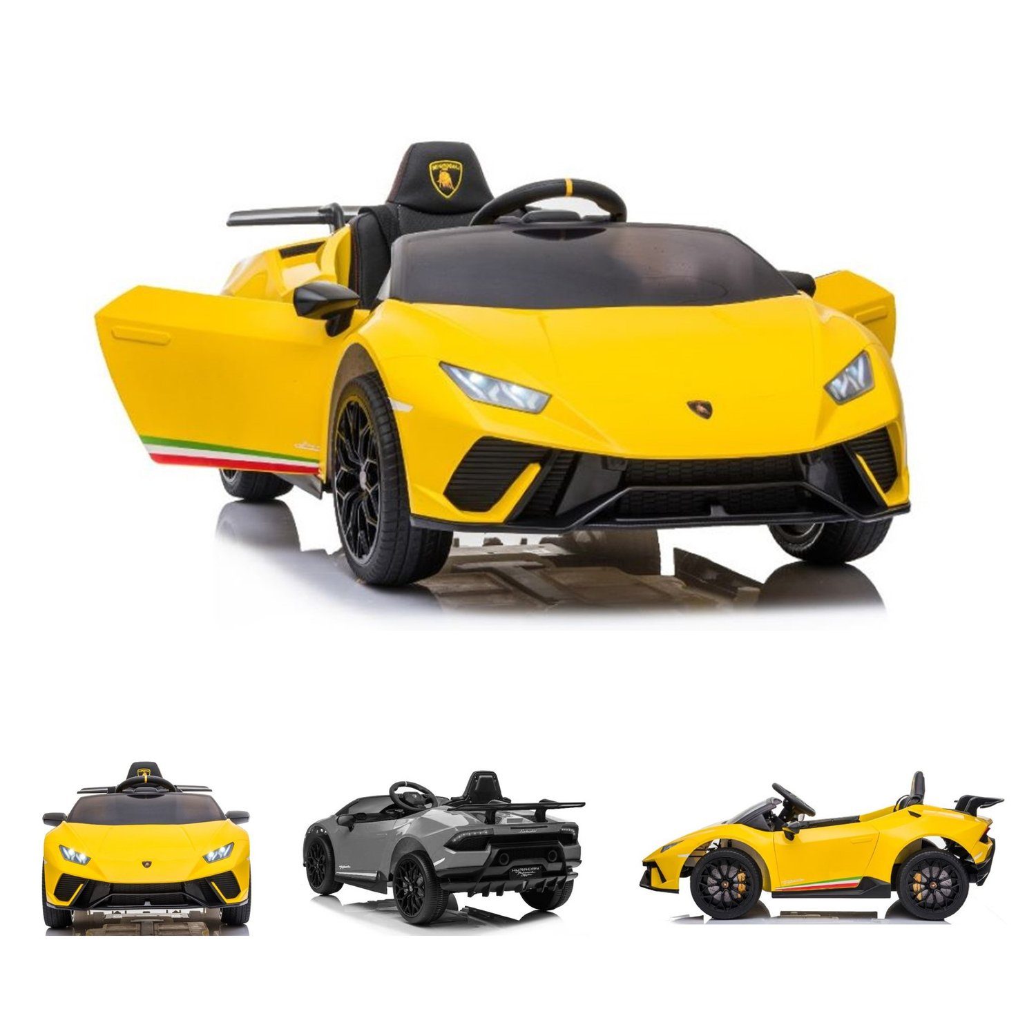 ES-Toys Elektro-Kinderauto Kinderauto Lamborghini Huracan, Belastbarkeit 40 kg, EVA-Reifen Scheinwerfer Bluetooth
