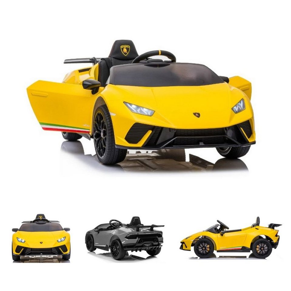 ES-Toys Elektro-Kinderauto Kinderauto Lamborghini Huracan, Belastbarkeit 40  kg, EVA-Reifen Scheinwerfer Bluetooth, 2,4 GHz Fernbedienung, bis zu 6 km/h  schnell, 3 Geschwindigkeitsstufen