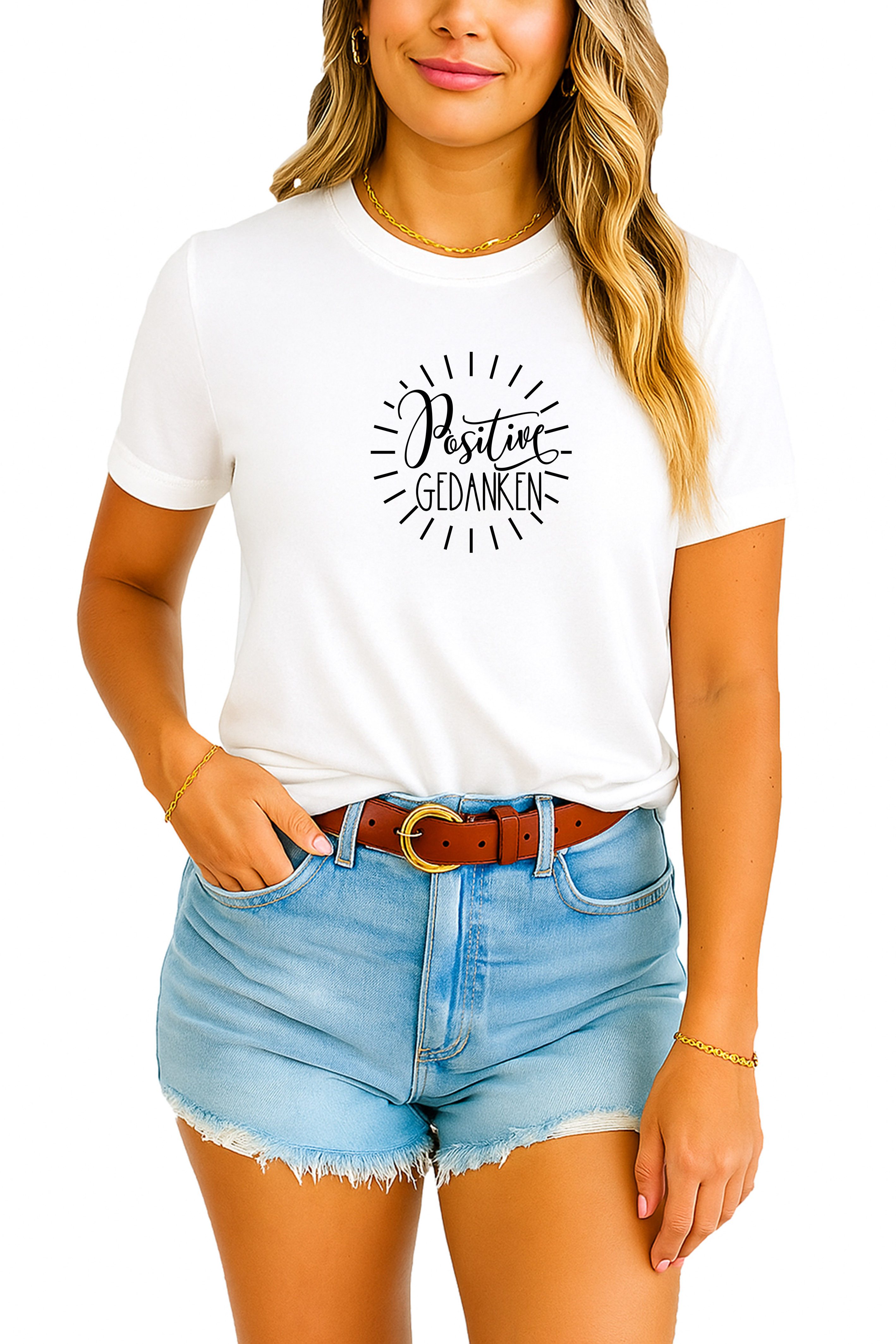 Banco T-Shirt Damen mit Spruch "Positive Gedanken" - Rundhals, Kurzarm günstig online kaufen