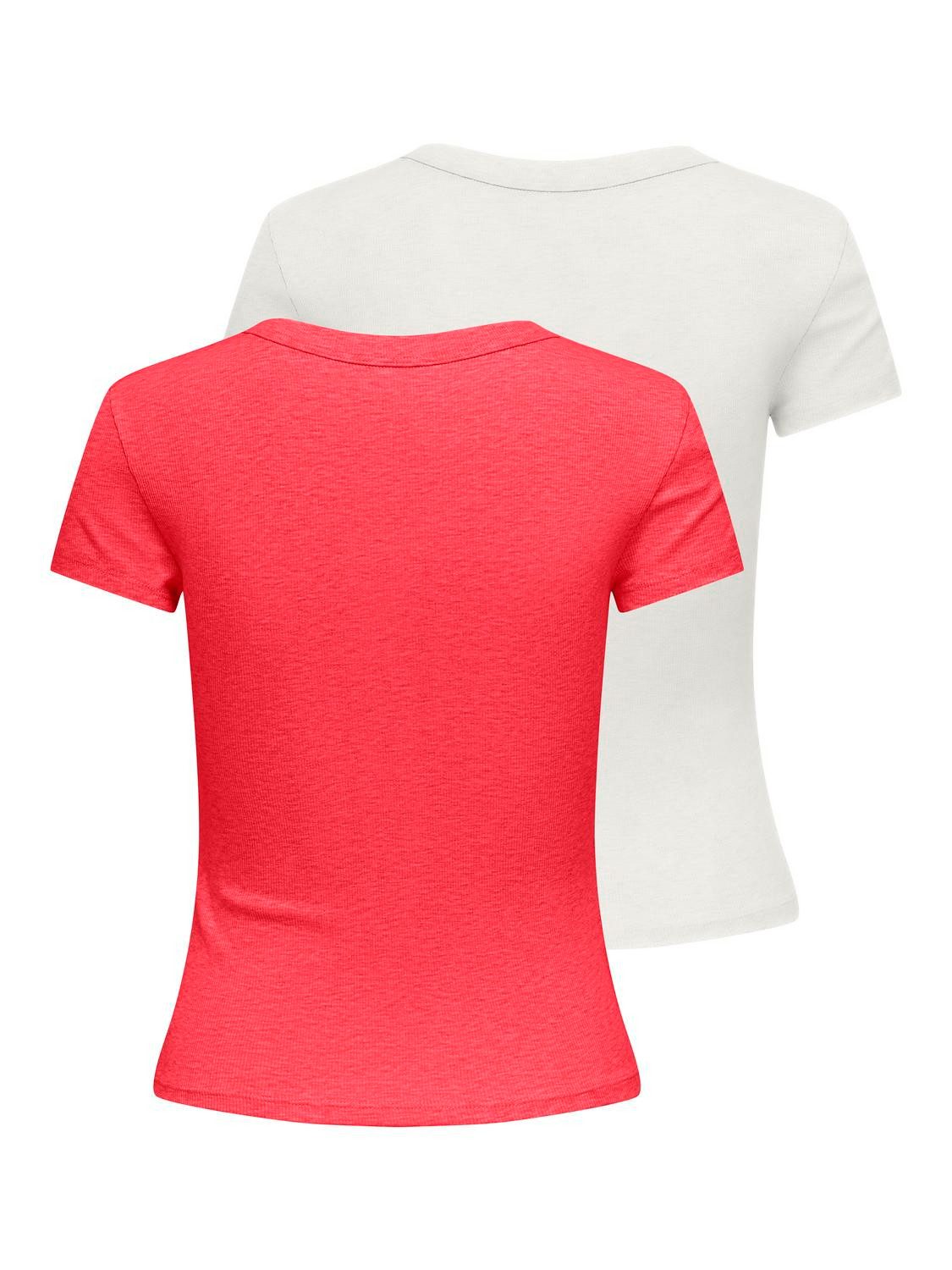 ONLY Kurzarmshirt ONLEASY S/S TOP CS JRS 2 PACK (Packung, 2-tlg) Baumwollmischung, regular fit, Rundhals